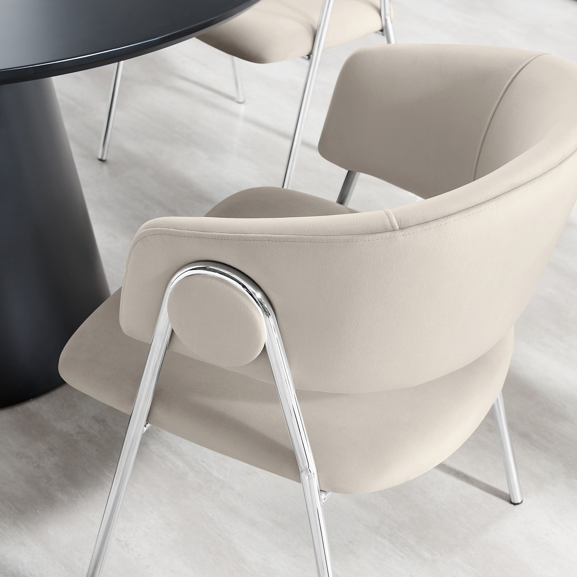 Nella Upholstered Performance Velvet Dining Chair Set of 2, Almond Silver