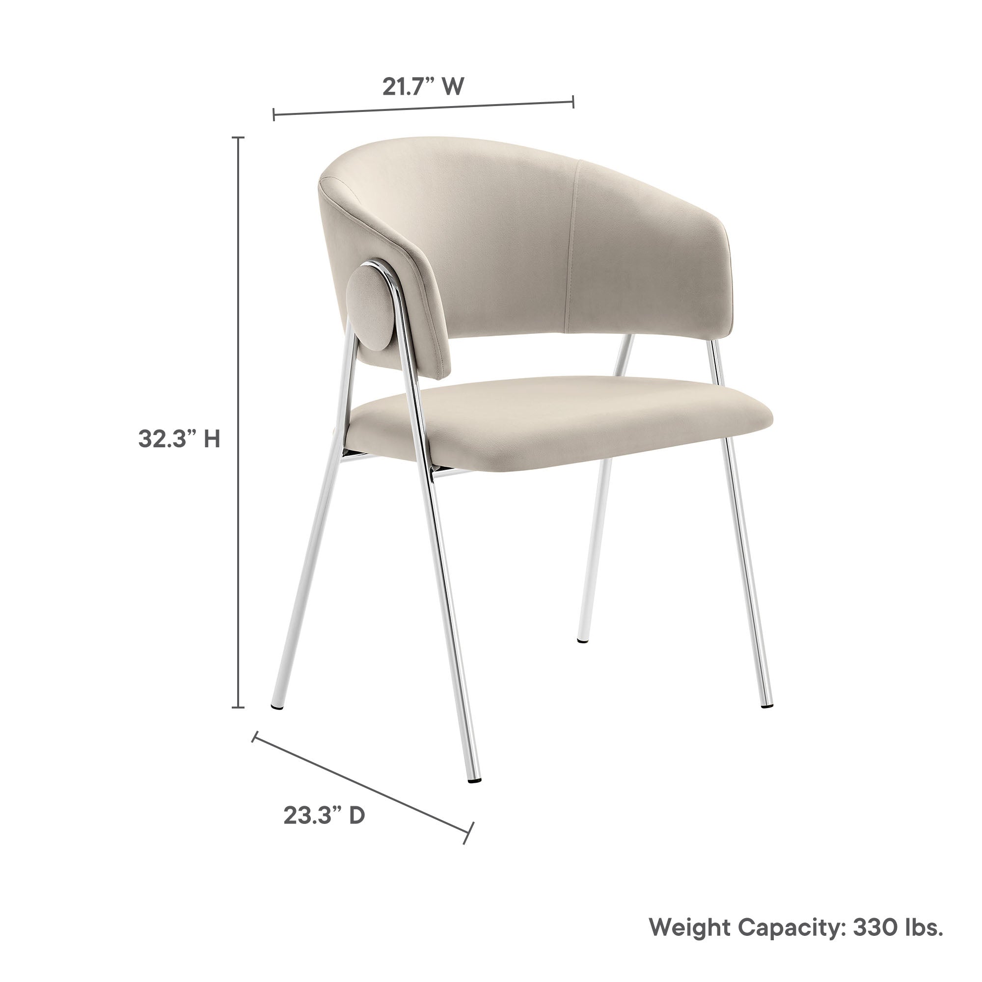 Nella Upholstered Performance Velvet Dining Chair Set of 2, Almond Silver