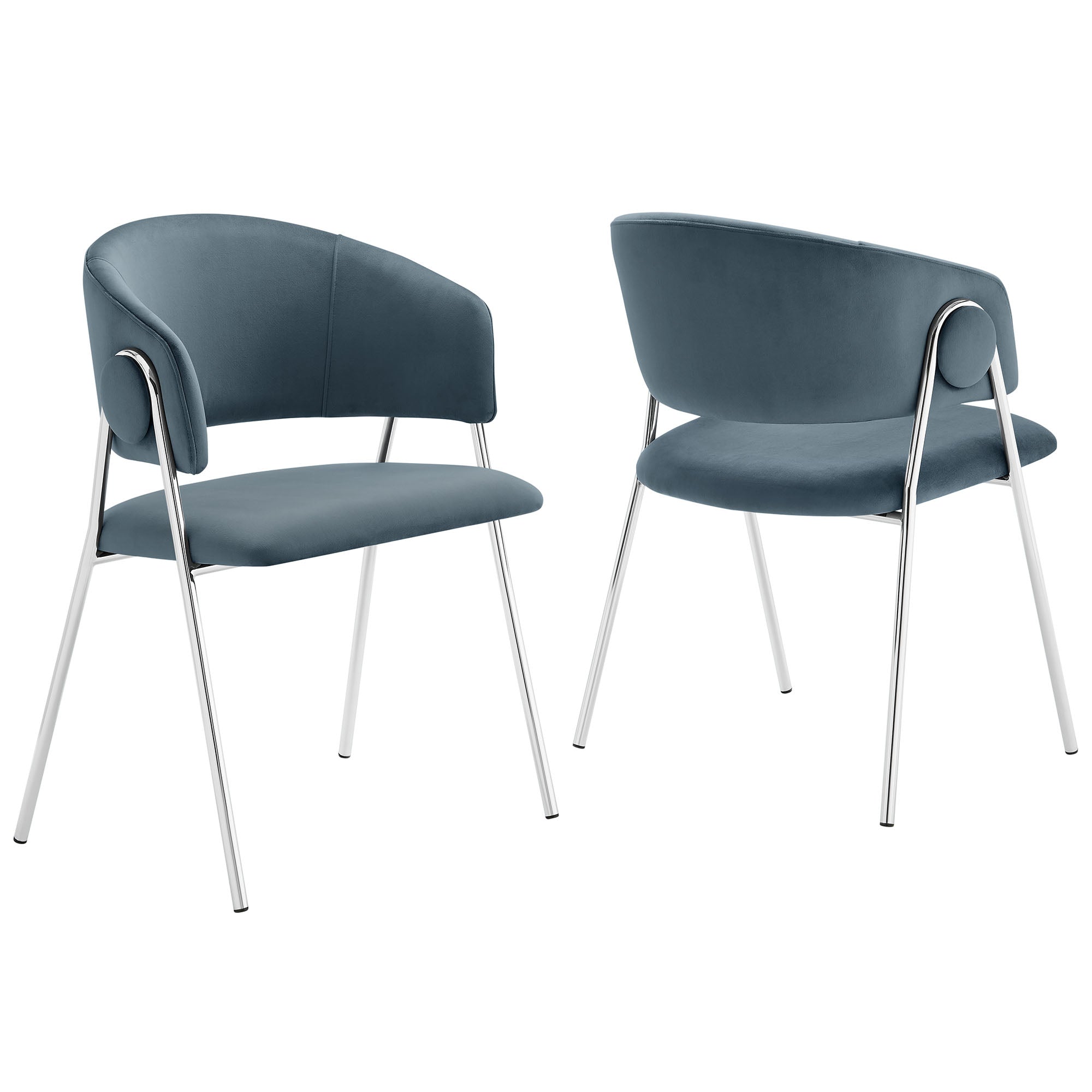 Nella Upholstered Performance Velvet Dining Chair Set of 2, Cadet Blue