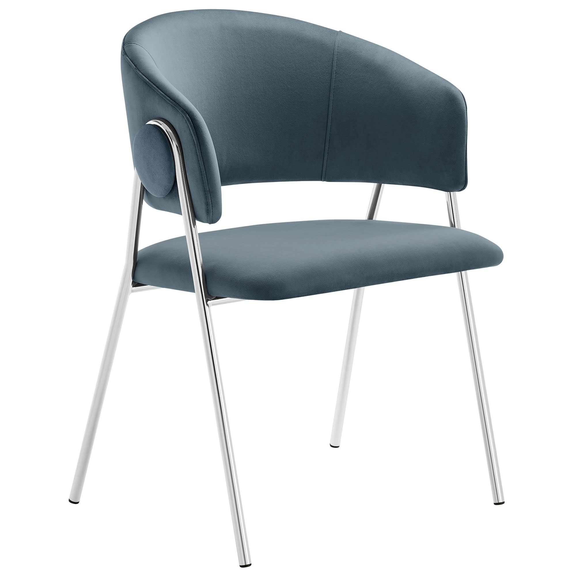 Nella Upholstered Performance Velvet Dining Chair Set of 2, Cadet Blue