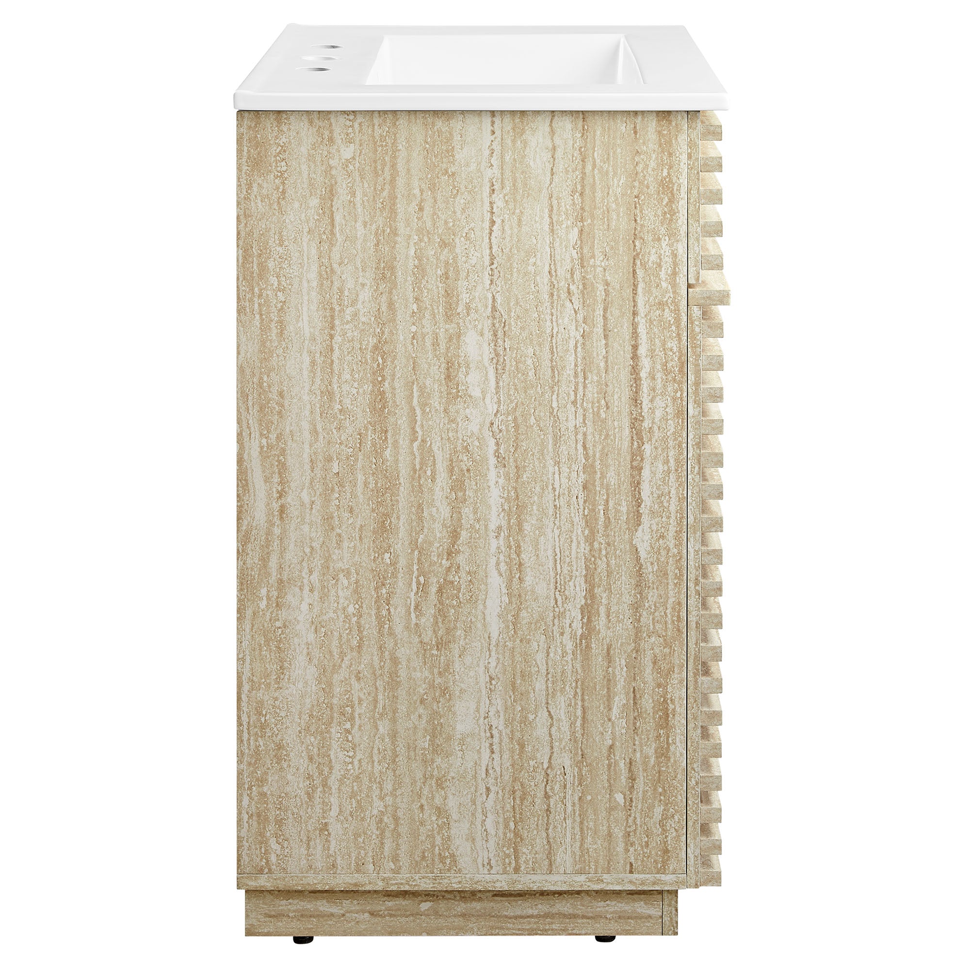 Render 24" Faux Travertine Bathroom Vanity With Sink, White
