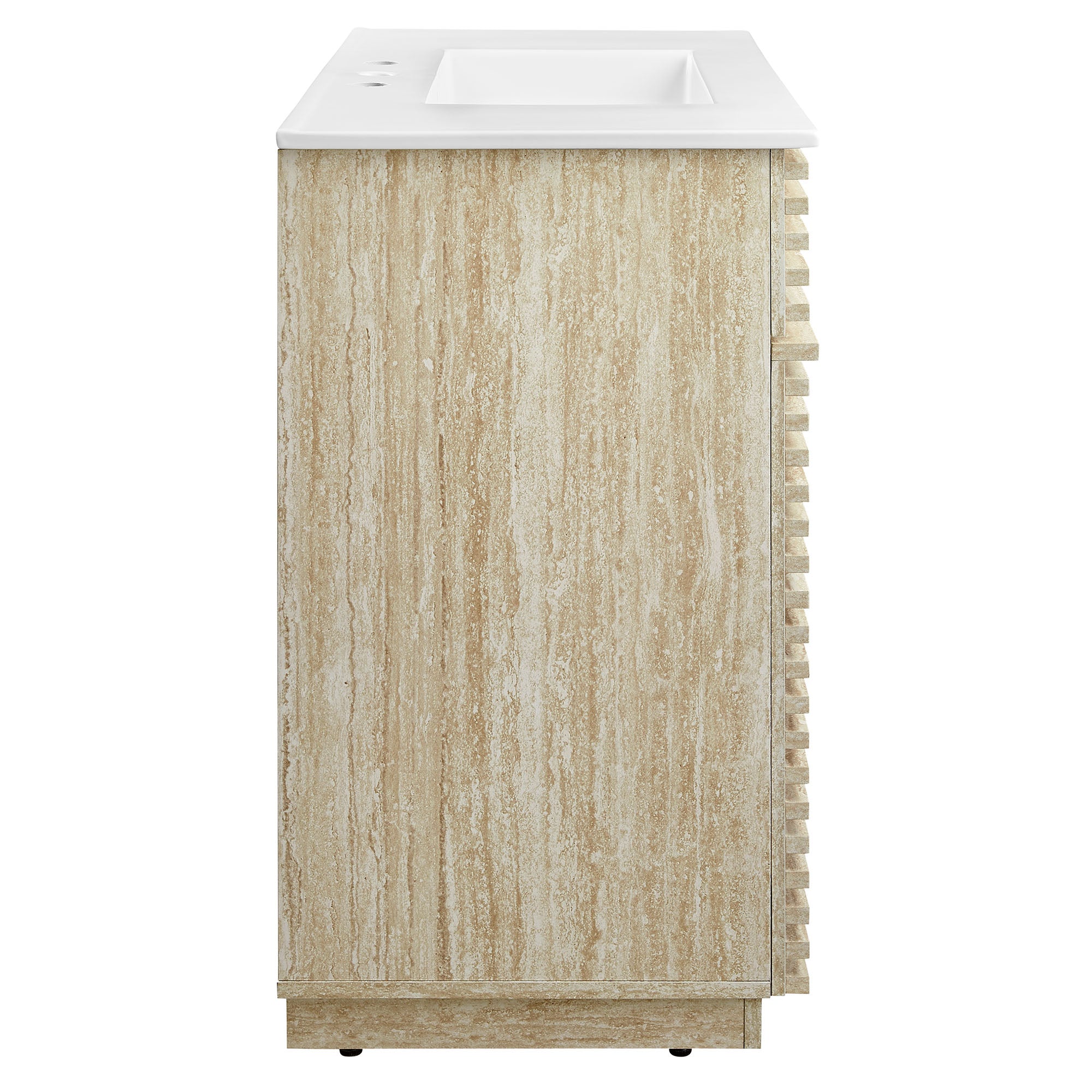 Render 36" Faux Travertine Bathroom Vanity With Sink, White