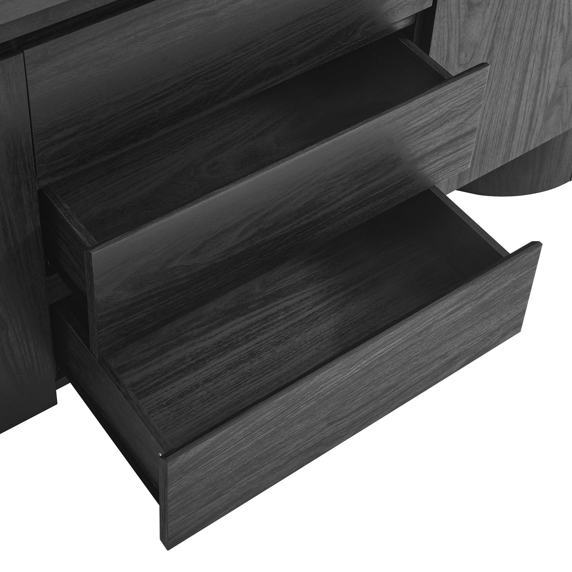 Duval 71" Rounded Sideboard Storage Cabinet, Black