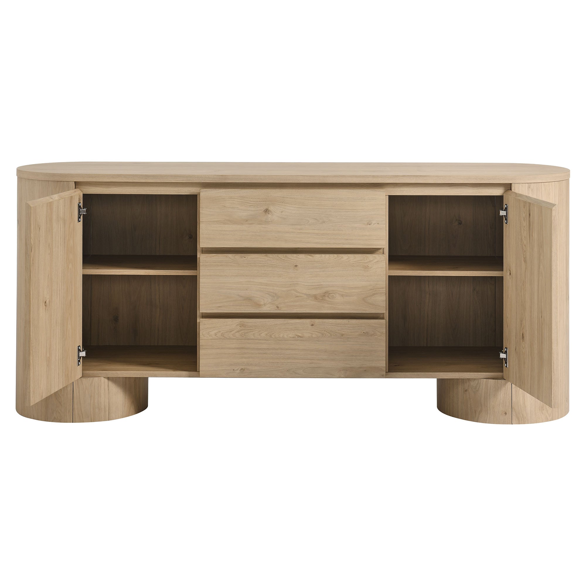 Duval 71" Rounded Sideboard Storage Cabinet, Hickory Frost