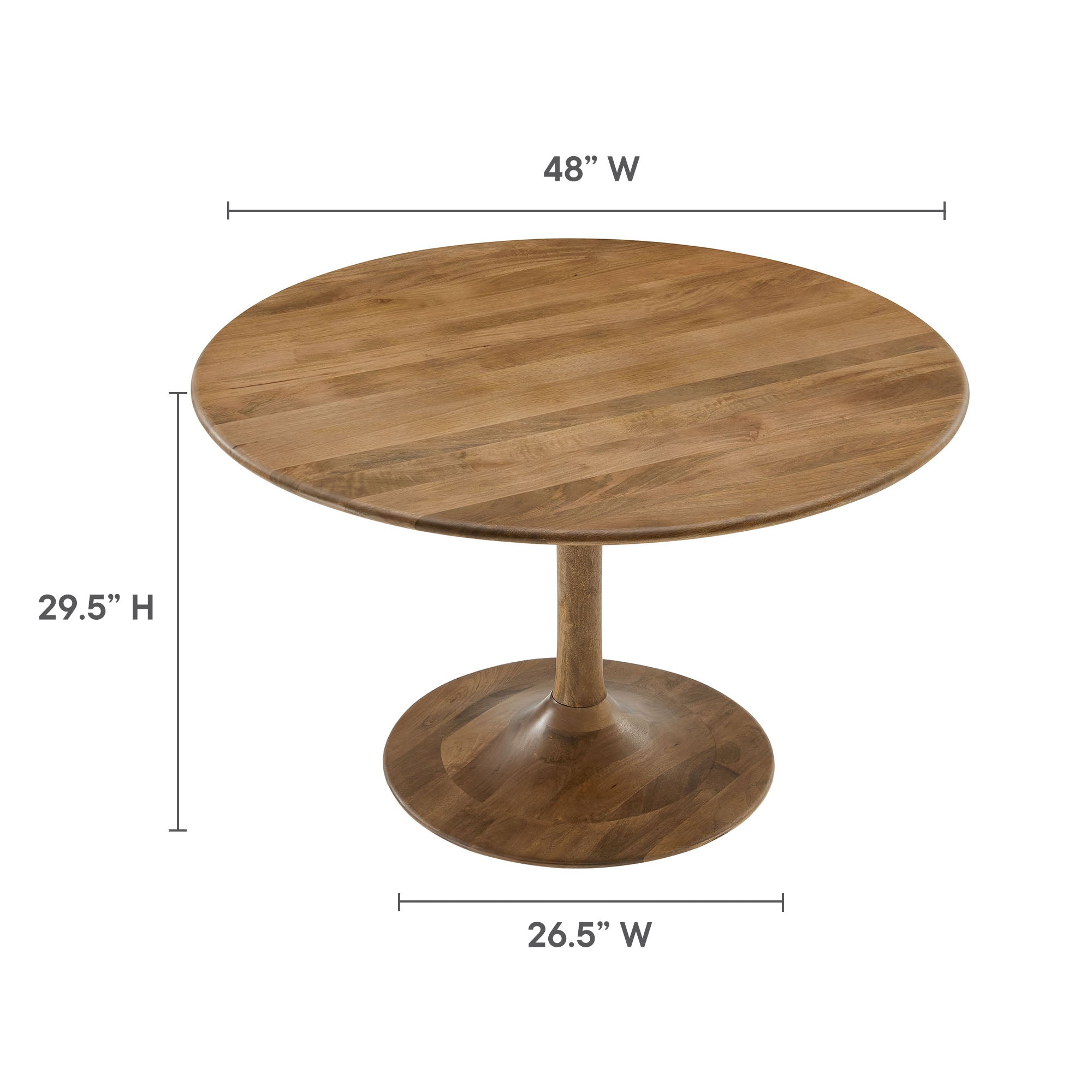 Lippa 48" Round Solid Wood Dining Table, Natural