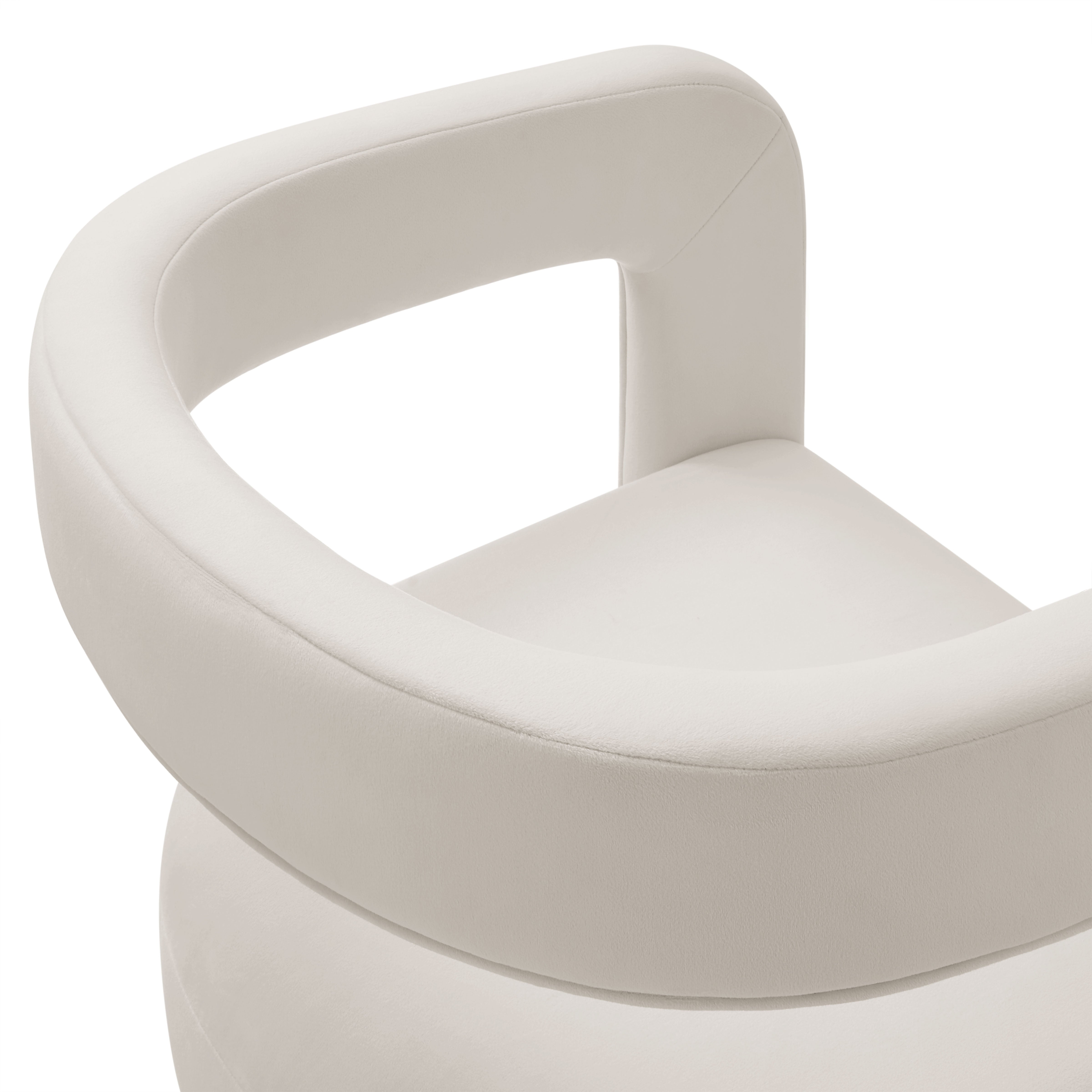 Winslow Barrel Performance Velvet Dining Chair, Alabaster