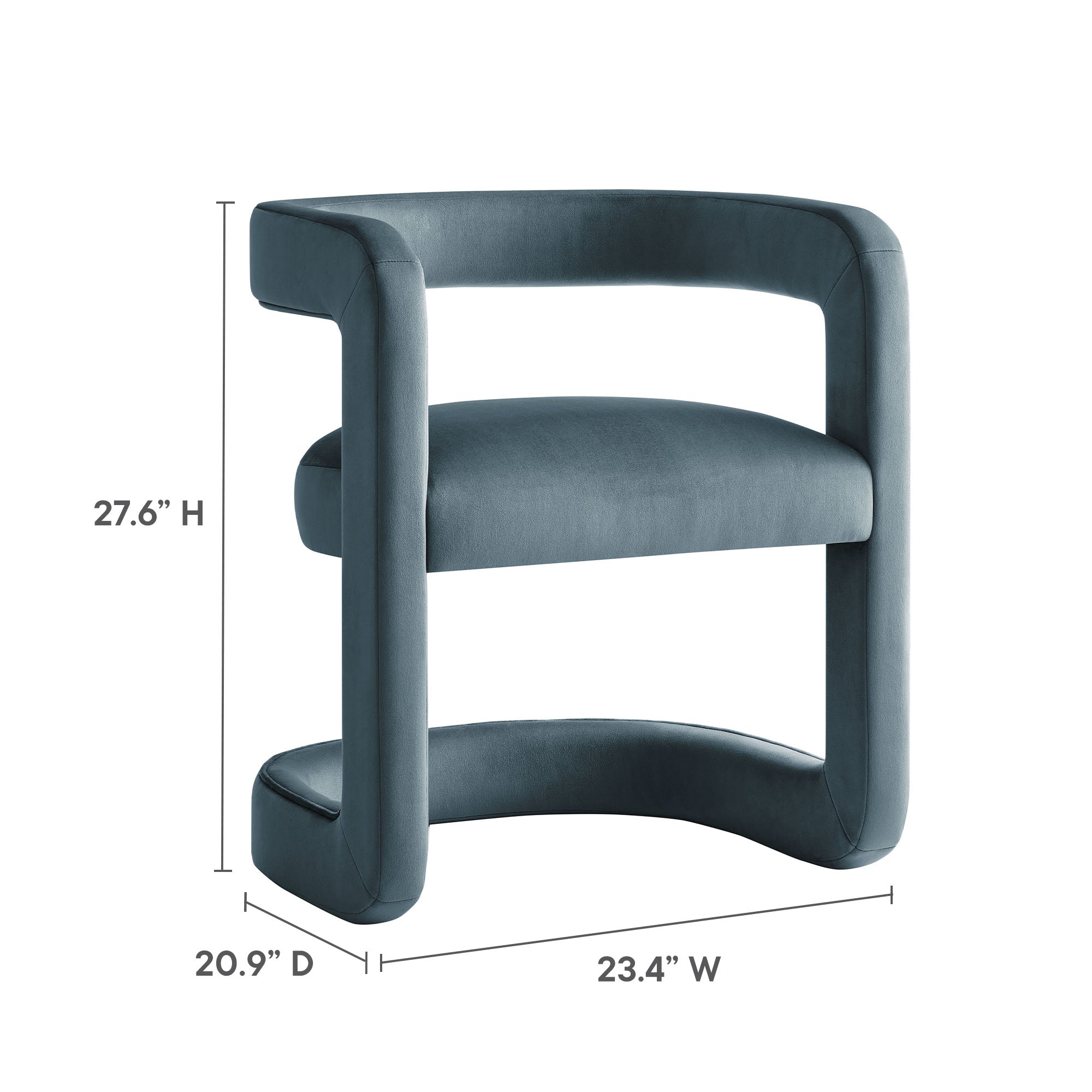 Winslow Barrel Performance Velvet Dining Chair, Cadet Blue