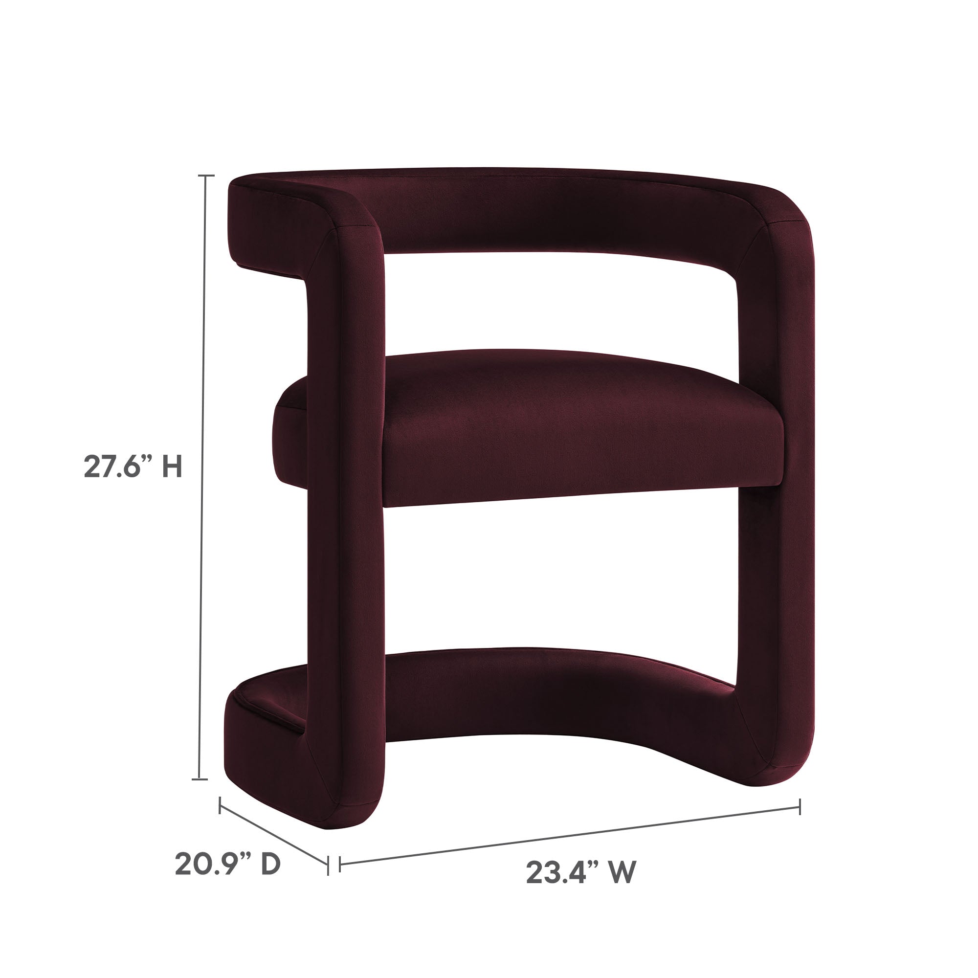 Winslow Barrel Performance Velvet Dining Chair, Mulberry