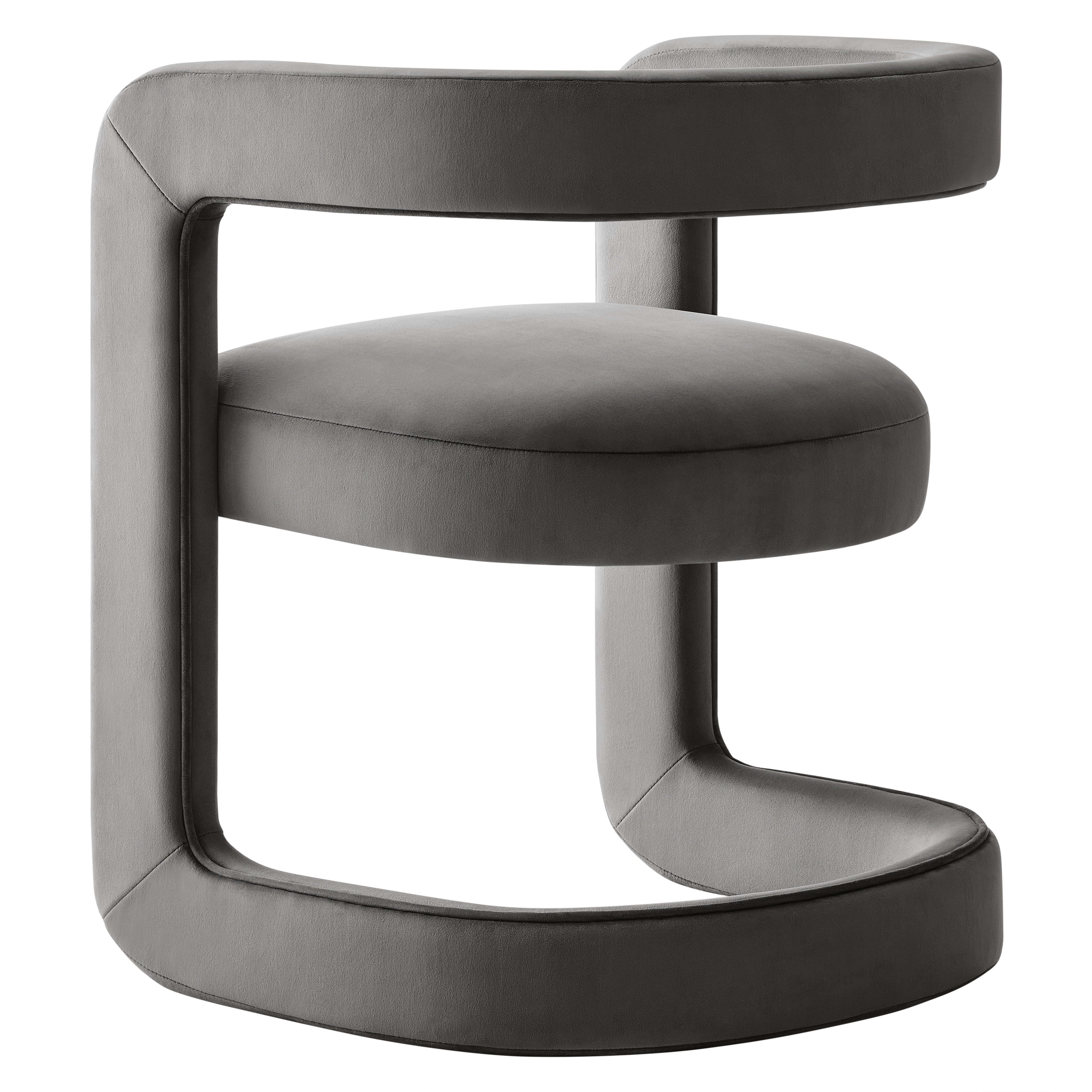 Winslow Barrel Performance Velvet Dining Chair, Storm Gray