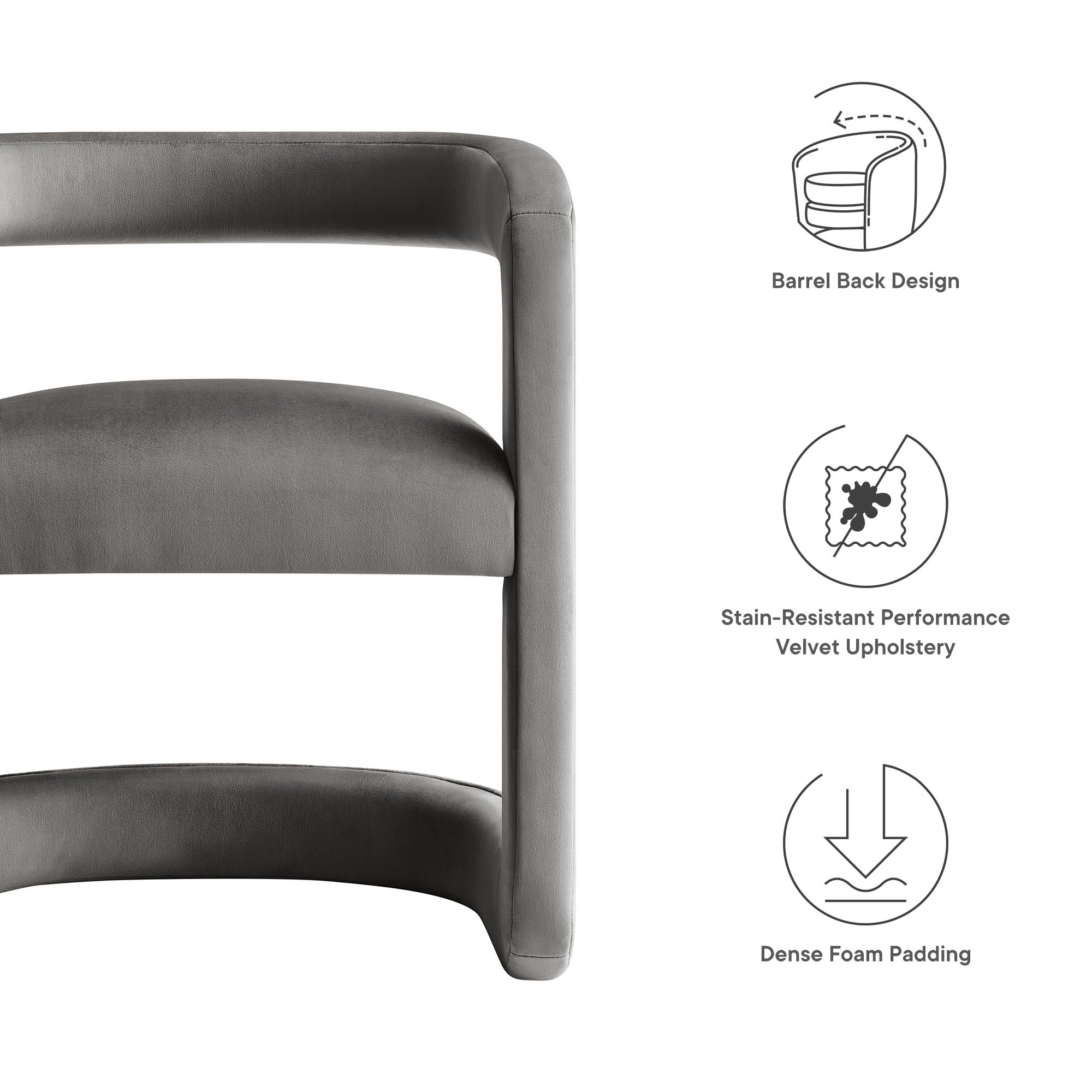 Winslow Barrel Performance Velvet Dining Chair, Storm Gray