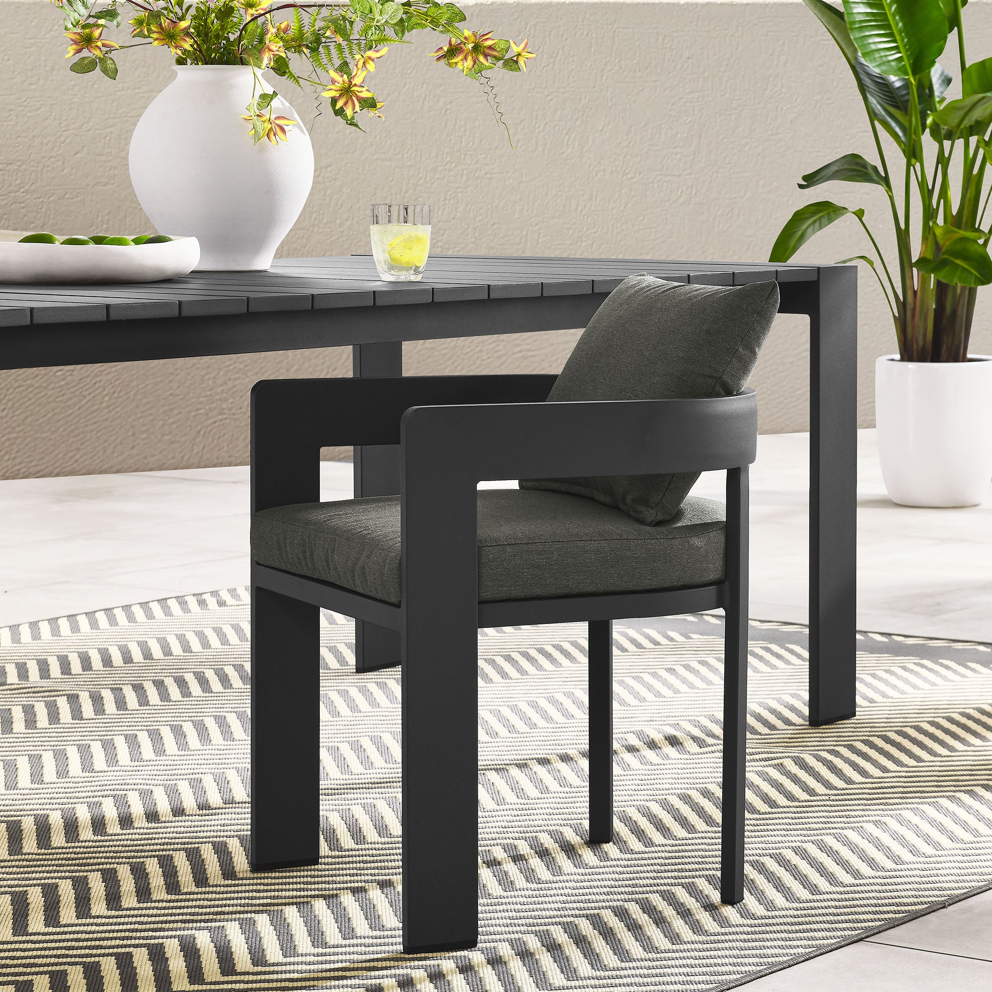 Tahoe Outdoor Patio Aluminum Dining Chair, Gray Charcoal