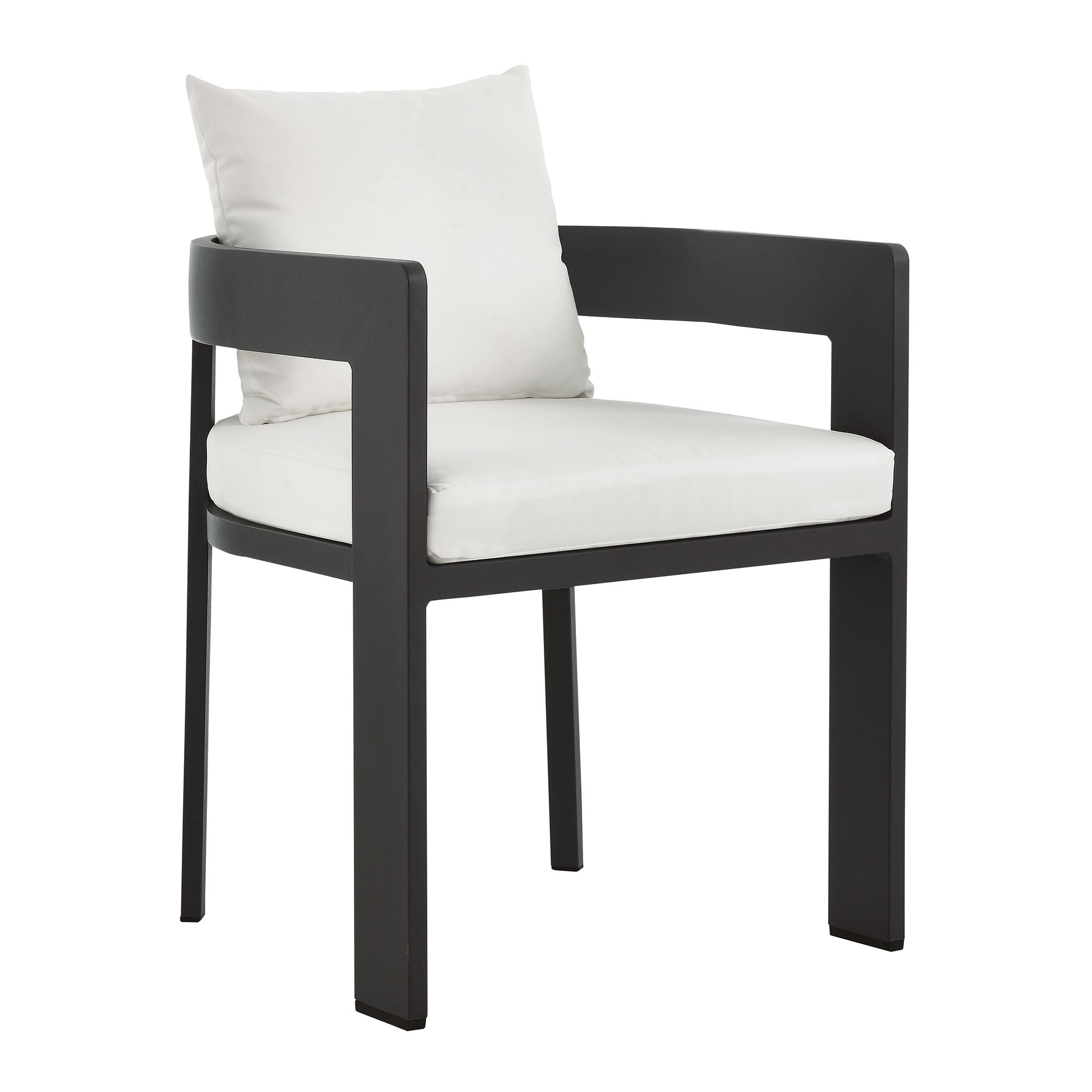 Tahoe Outdoor Patio Aluminum Dining Chair, Gray White