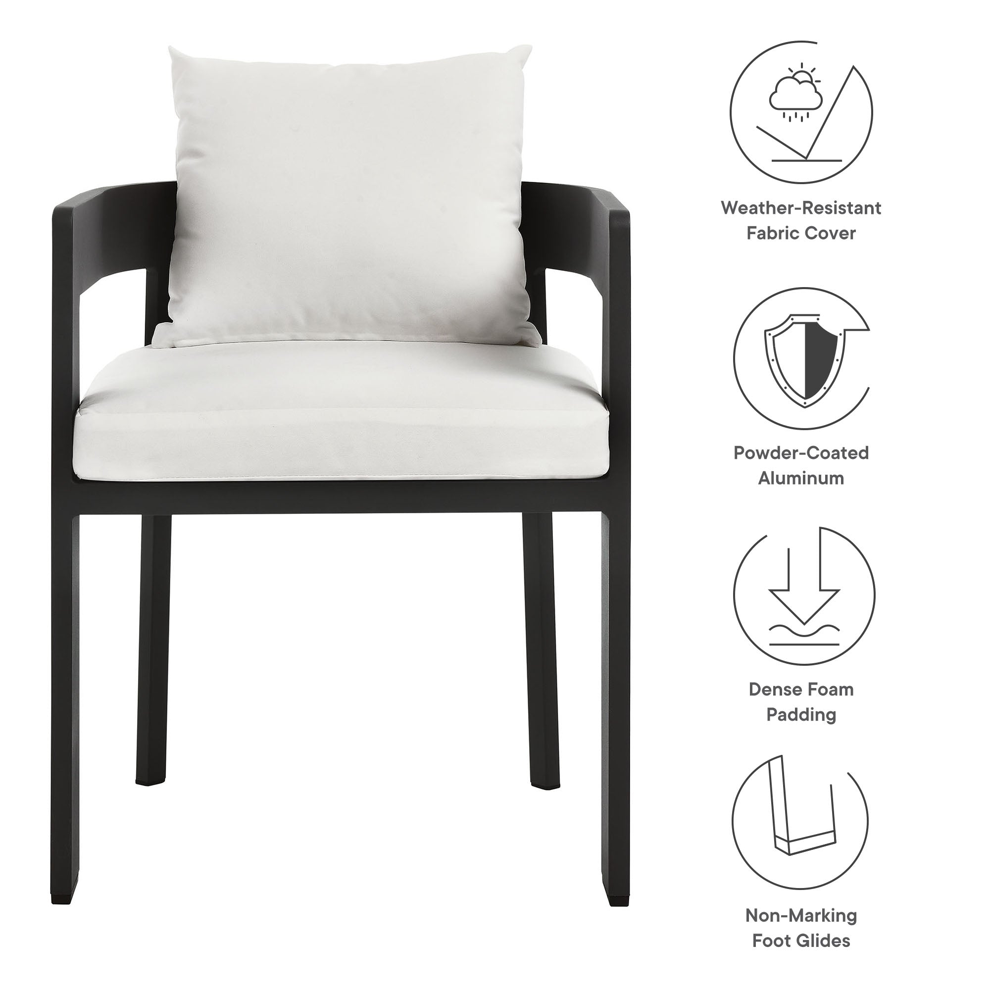 Tahoe Outdoor Patio Aluminum Dining Chair, Gray White