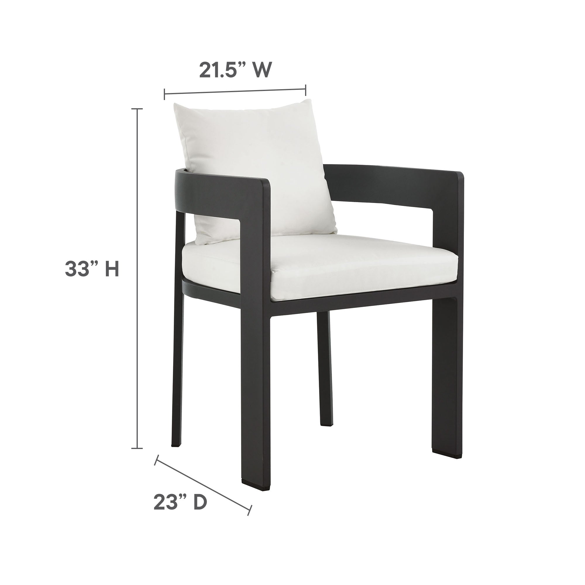 Tahoe Outdoor Patio Aluminum Dining Chair, Gray White