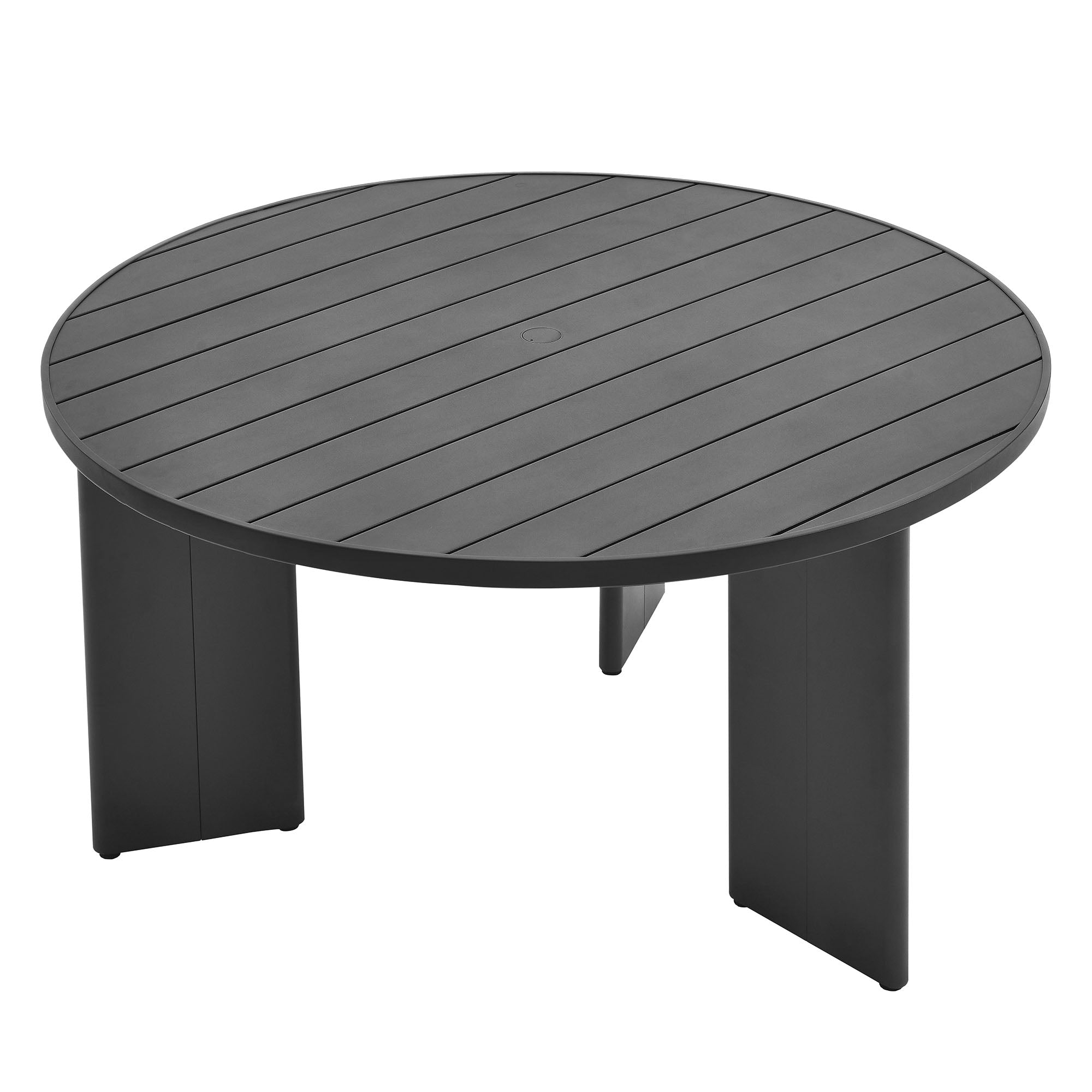 Tahoe Round Outdoor Patio Aluminum Dining Table, Gray