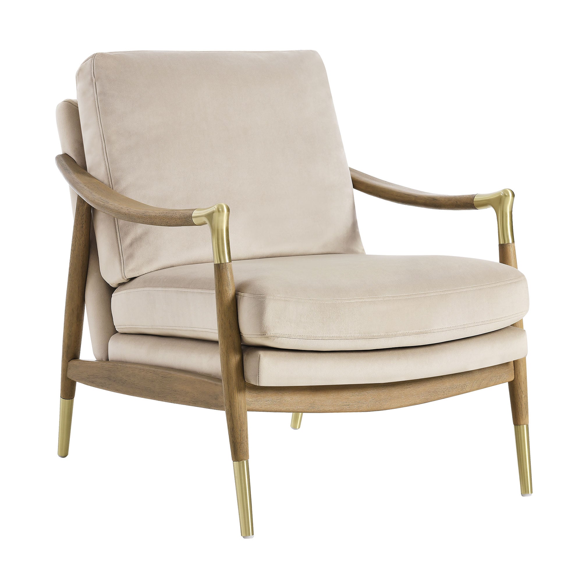 Langford Performance Velvet Accent Armchair, Almond Walnut