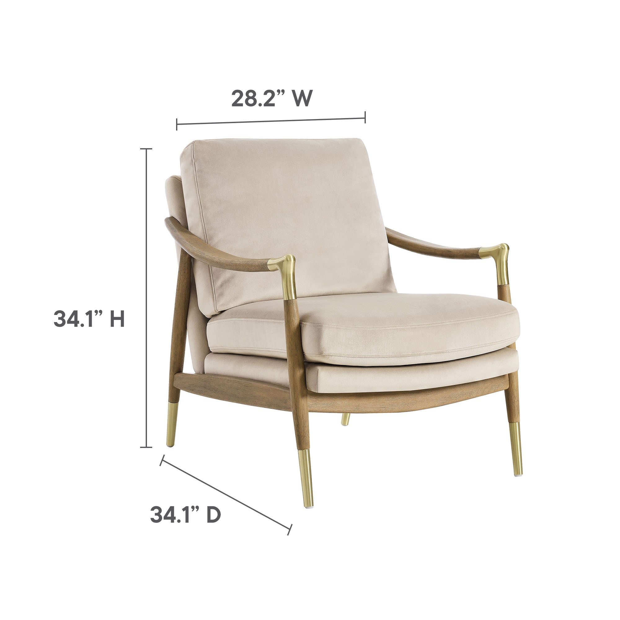 Langford Performance Velvet Accent Armchair, Almond Walnut