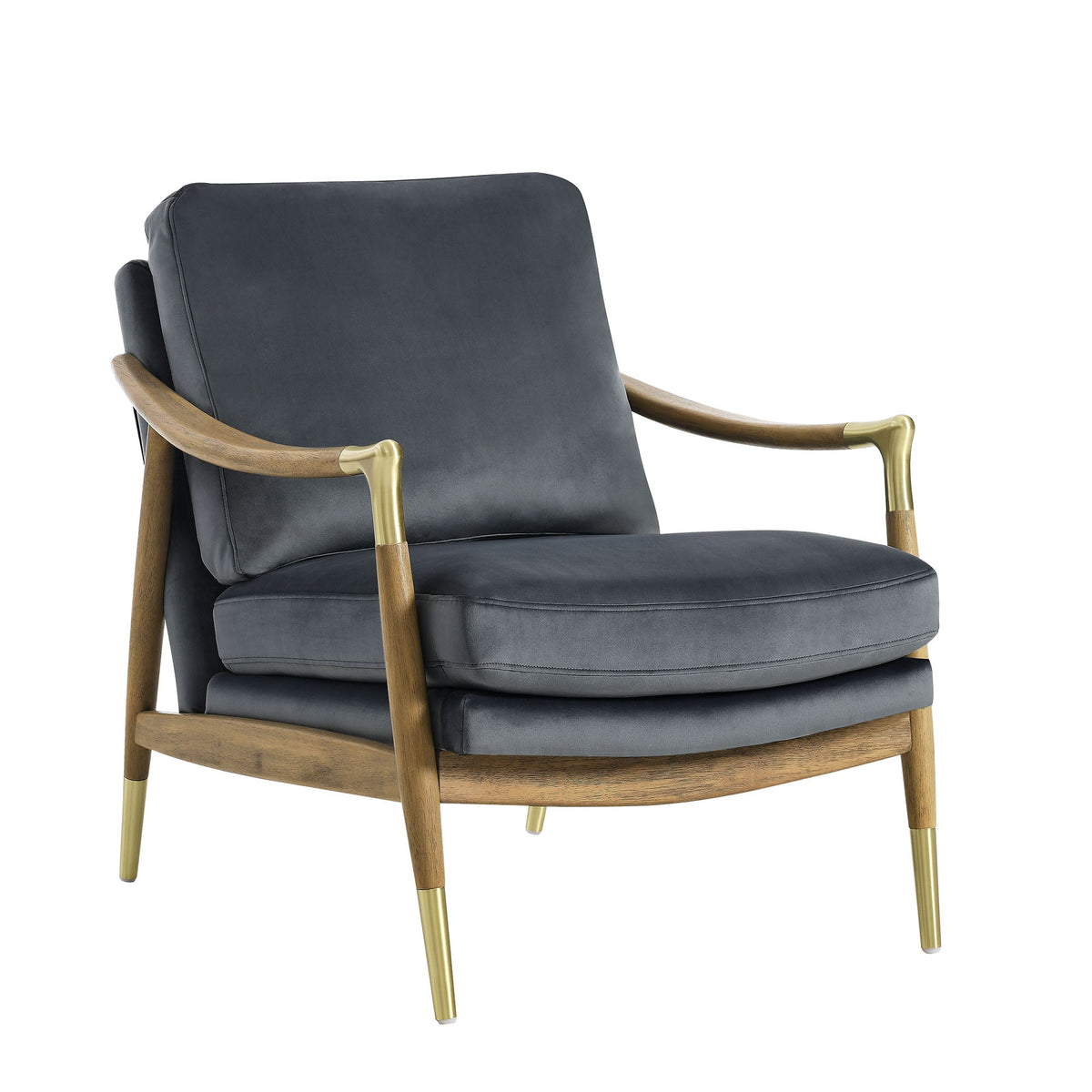 Langford Performance Velvet Accent Armchair, Cadet Blue Walnut