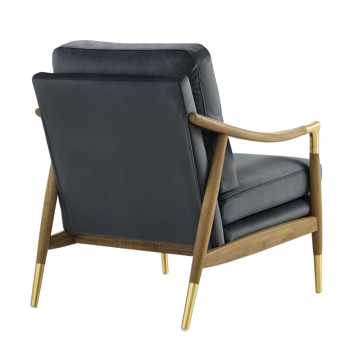 Langford Performance Velvet Accent Armchair, Cadet Blue Walnut