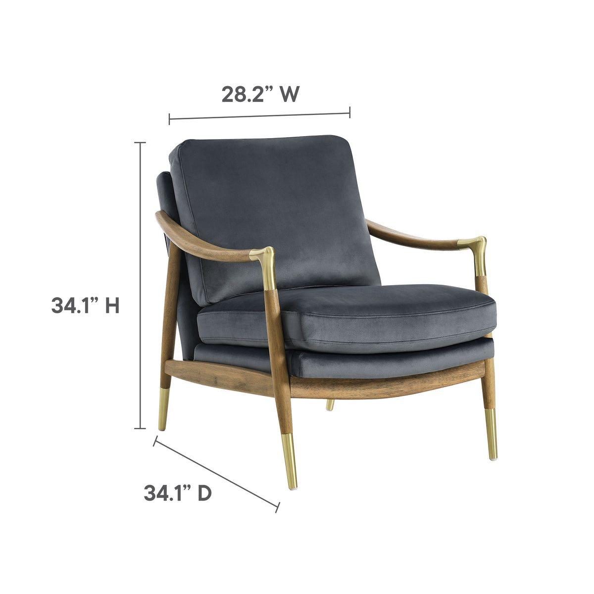 Langford Performance Velvet Accent Armchair, Cadet Blue Walnut
