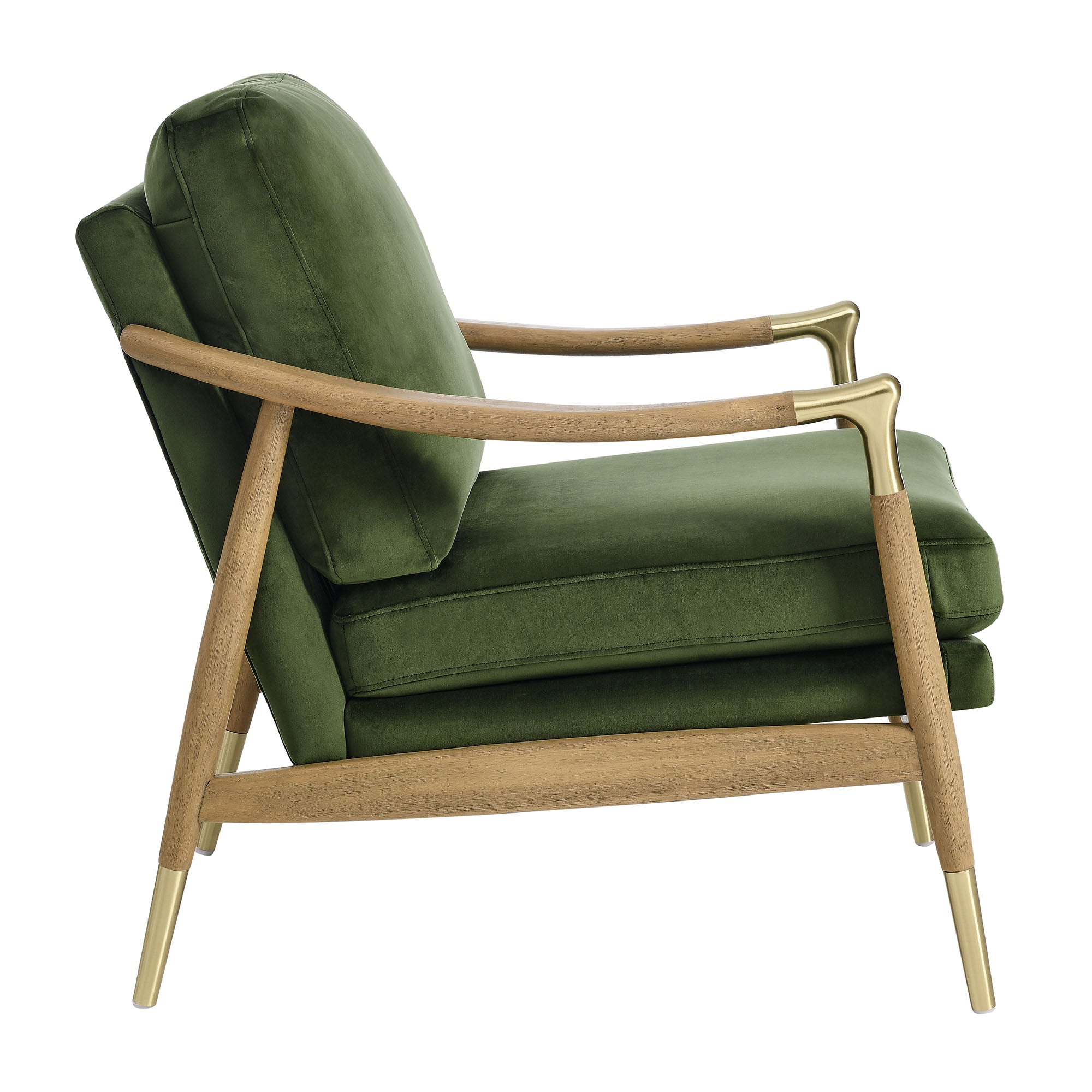 Langford Performance Velvet Accent Armchair, Moss Green Walnut