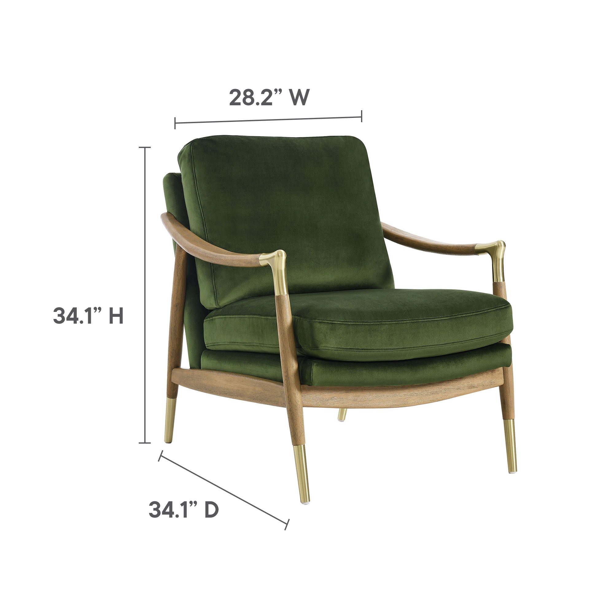 Langford Performance Velvet Accent Armchair, Moss Green Walnut
