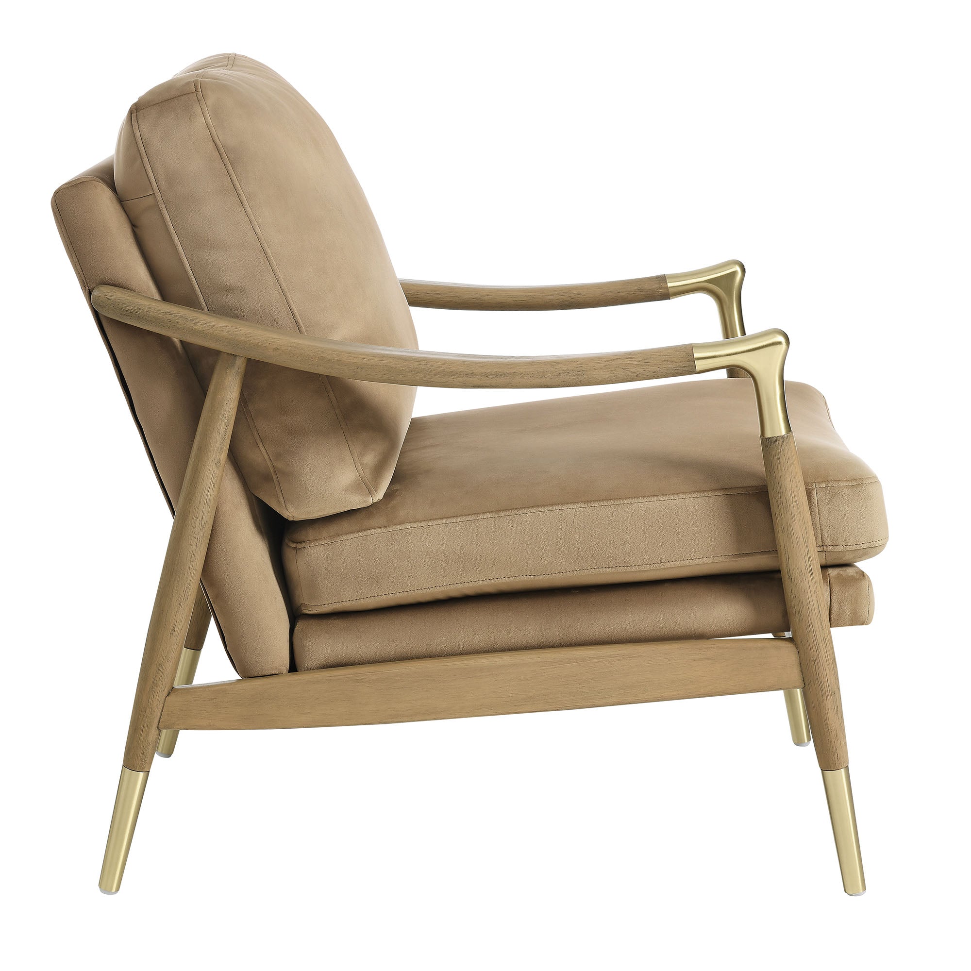 Langford Performance Velvet Accent Armchair, Taupe Walnut