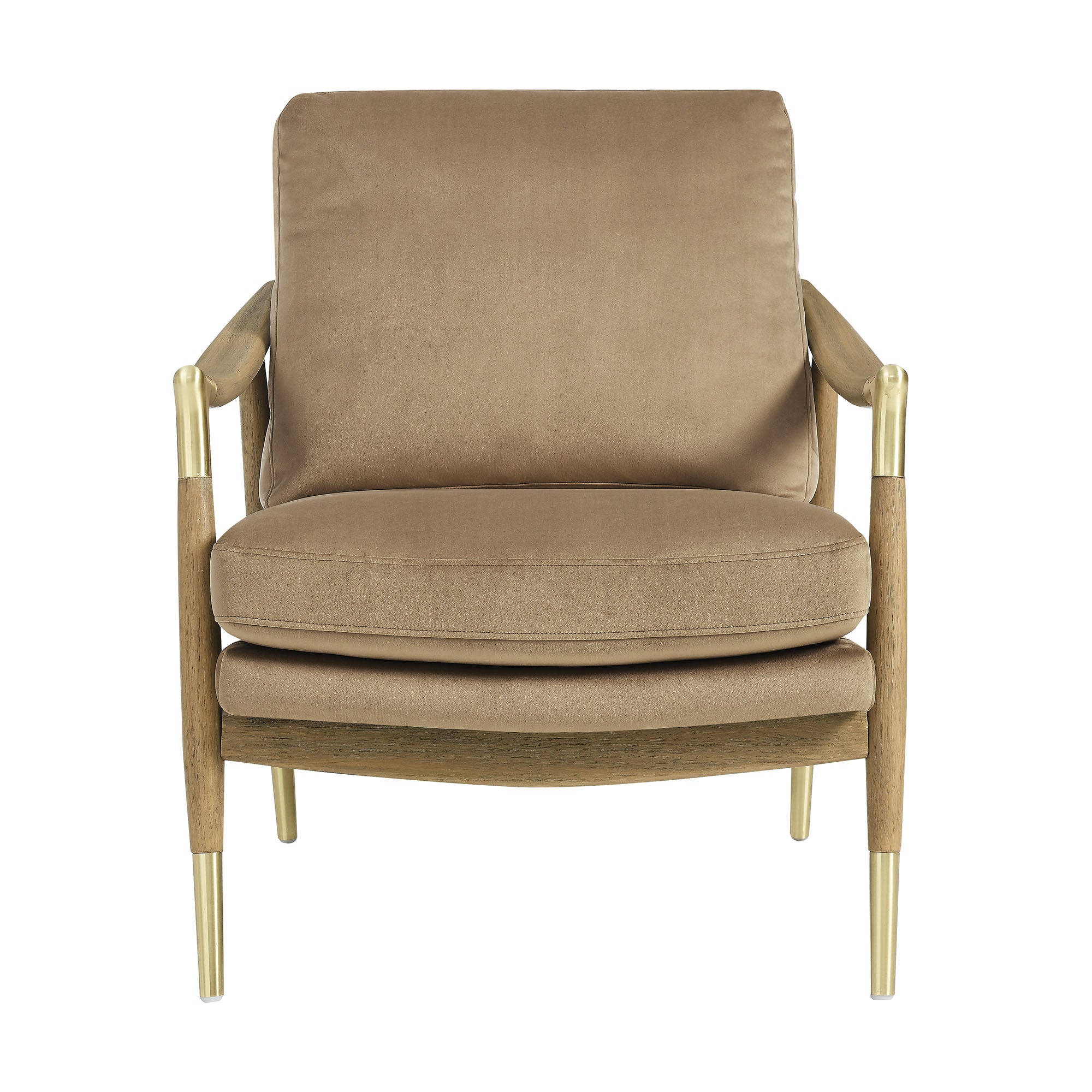 Langford Performance Velvet Accent Armchair, Taupe Walnut