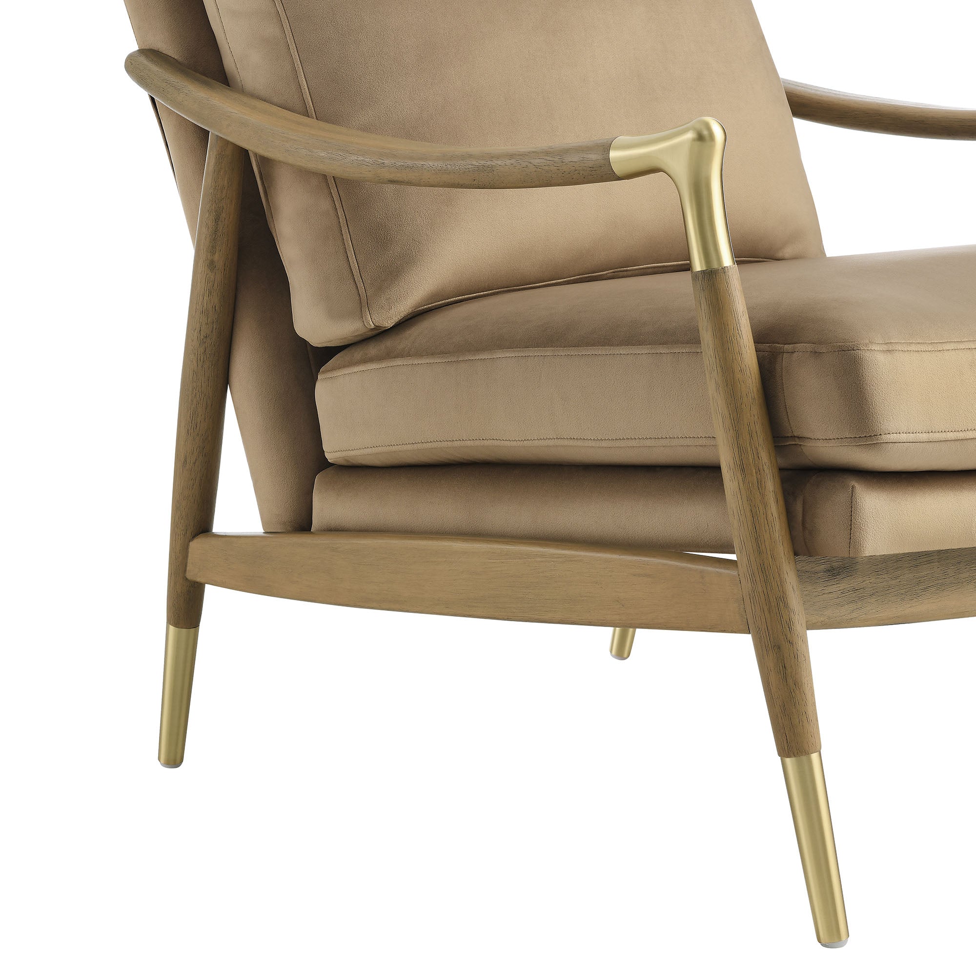 Langford Performance Velvet Accent Armchair, Taupe Walnut