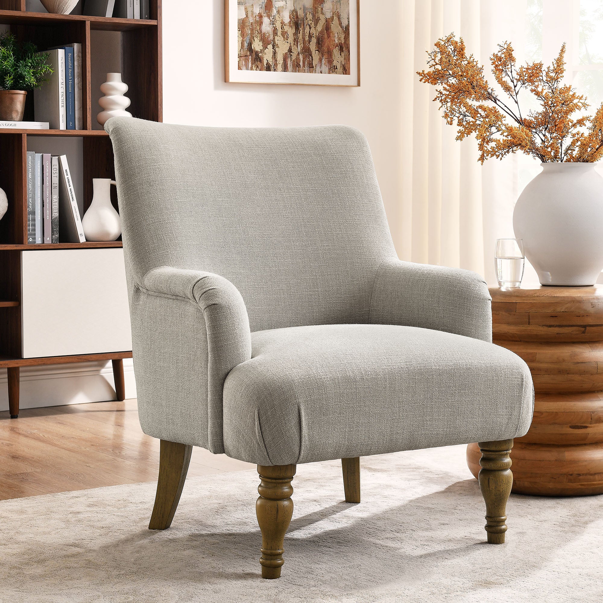 Ellington Fabric Upholstered Accent Armchair, Linen
