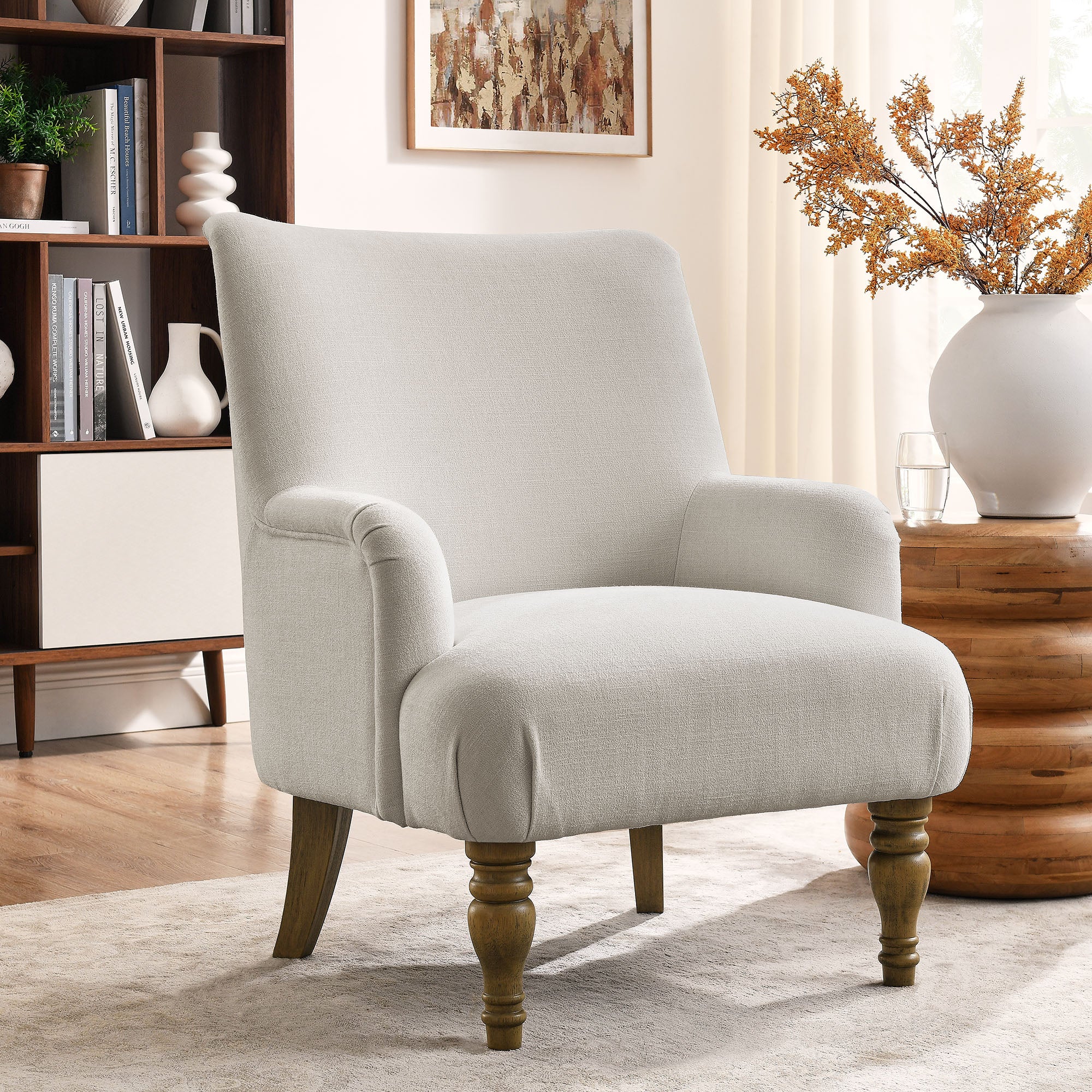 Ellington Fabric Upholstered Accent Armchair, Salt