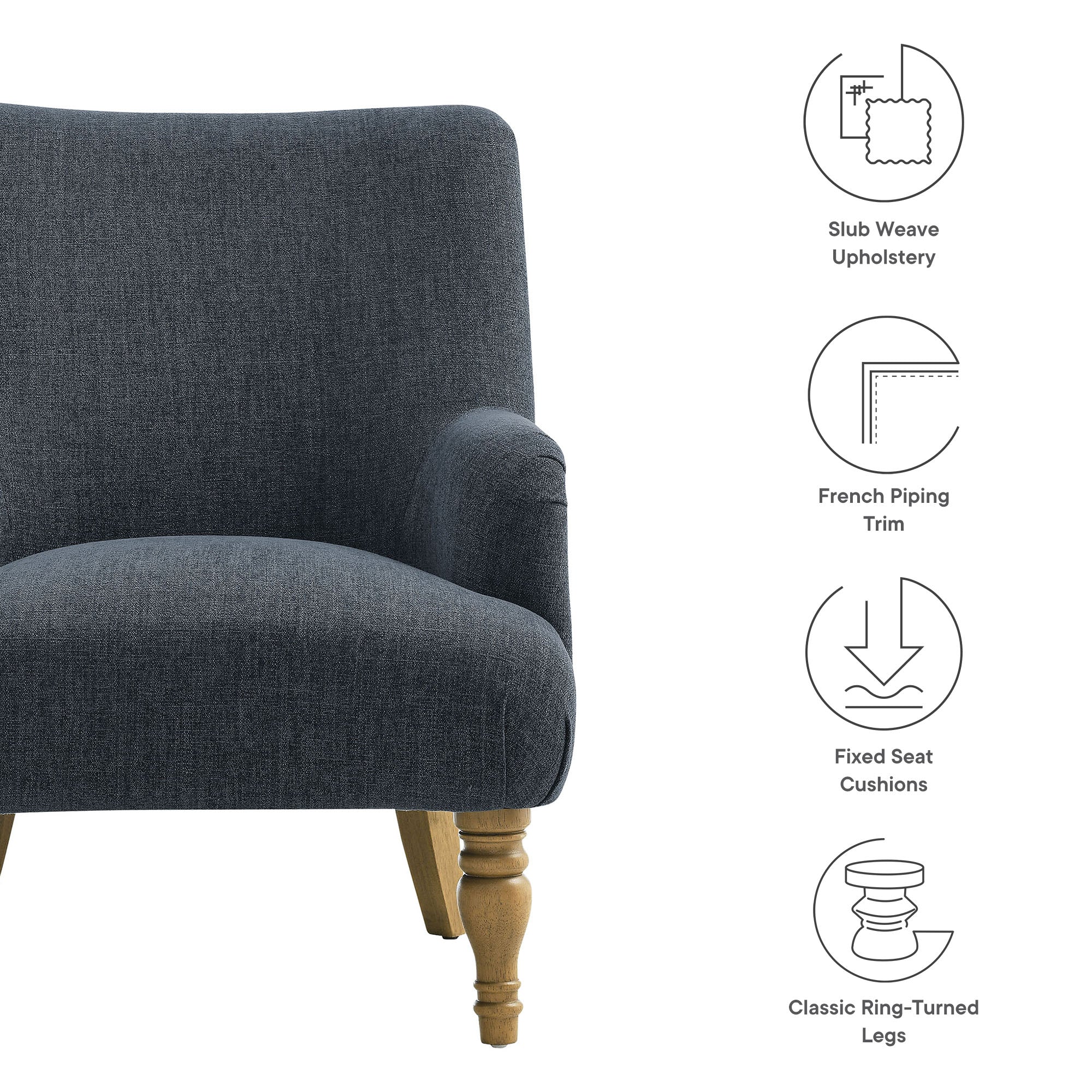Ellington Fabric Upholstered Accent Armchair, Slate Blue