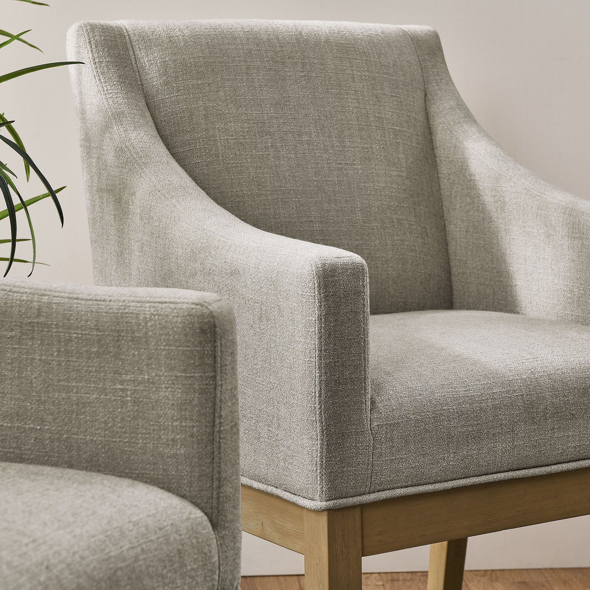 Alton Fabric Upholstered Dining Armchair, Linen Natural