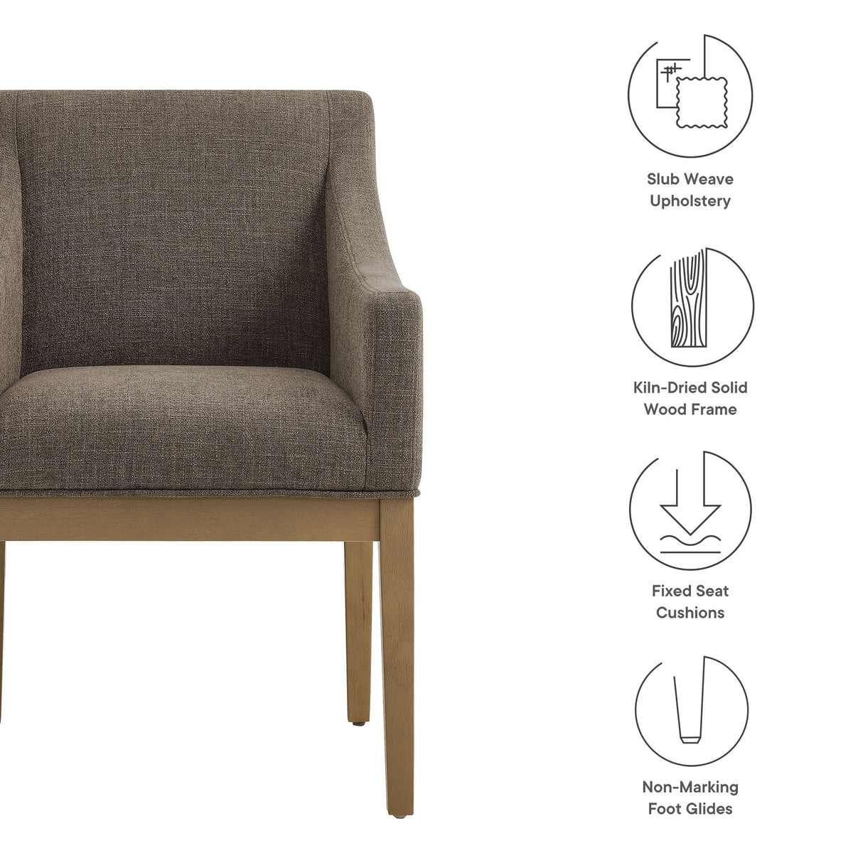 Alton Fabric Upholstered Dining Armchair, Mocha Natural