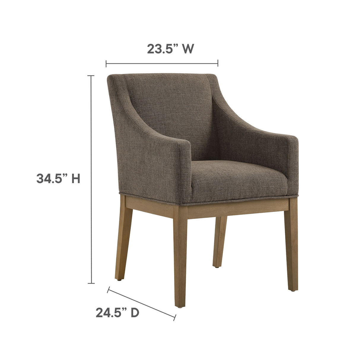Alton Fabric Upholstered Dining Armchair, Mocha Natural
