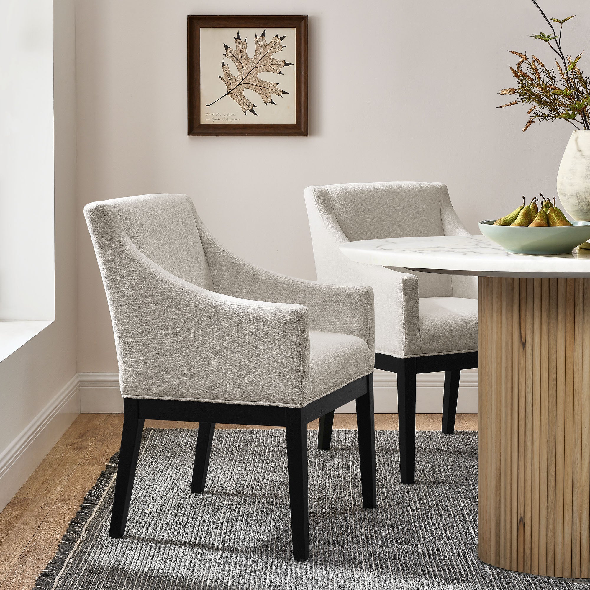 Alton Fabric Upholstered Dining Armchair, Salt Black
