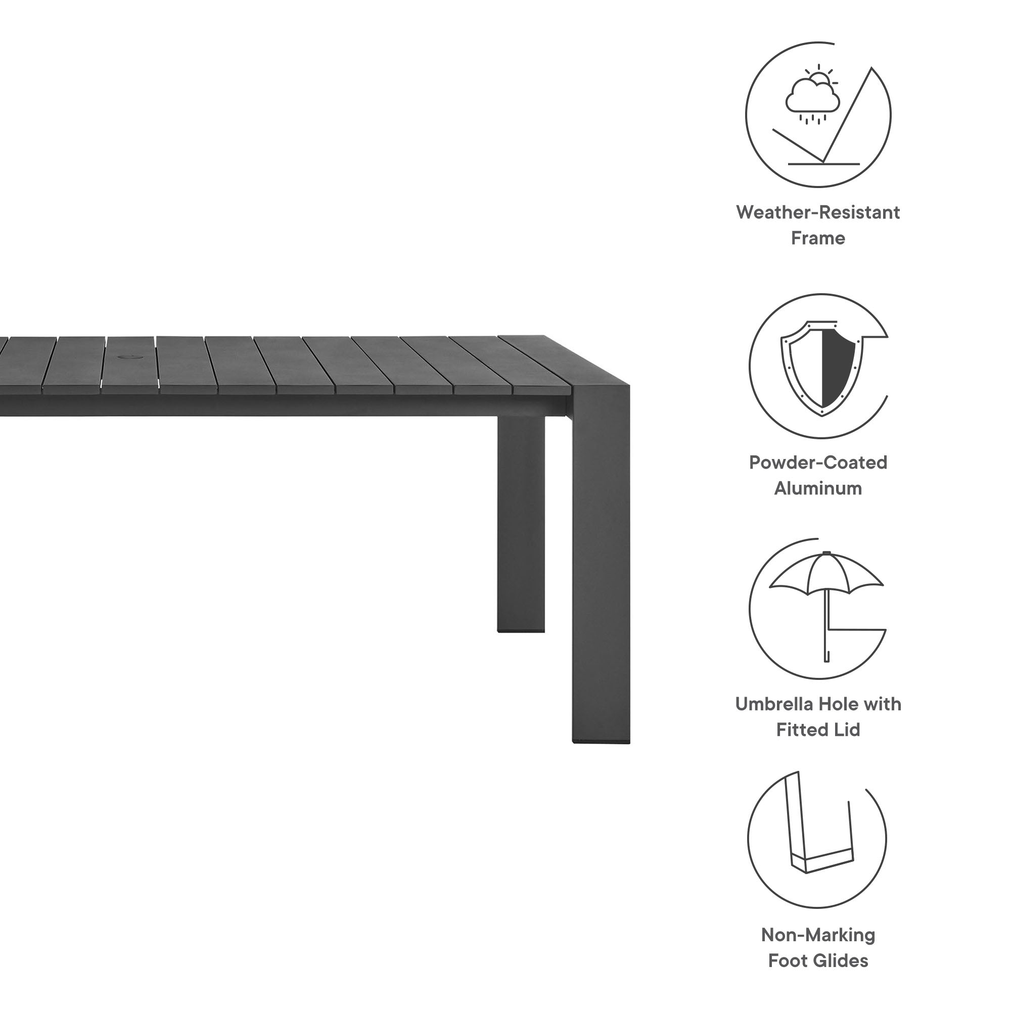 Tahoe 9-Piece Outdoor Patio Aluminum Dining Set, Gray Gray
