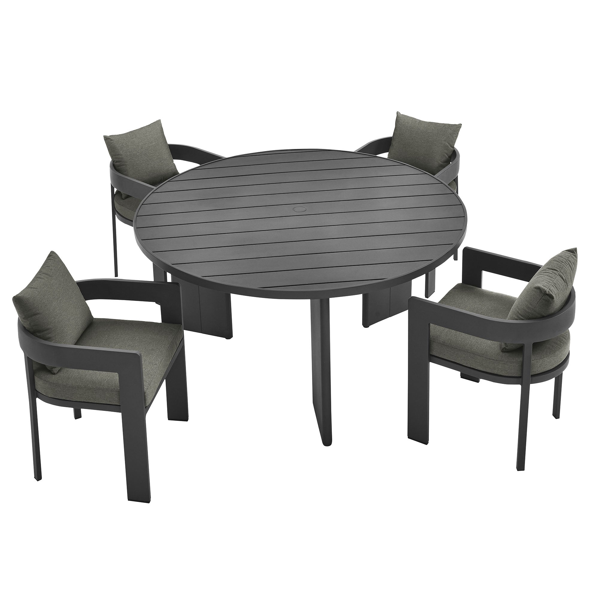 Tahoe 5-Piece Outdoor Patio Aluminum Dining Set, Gray Charcoal
