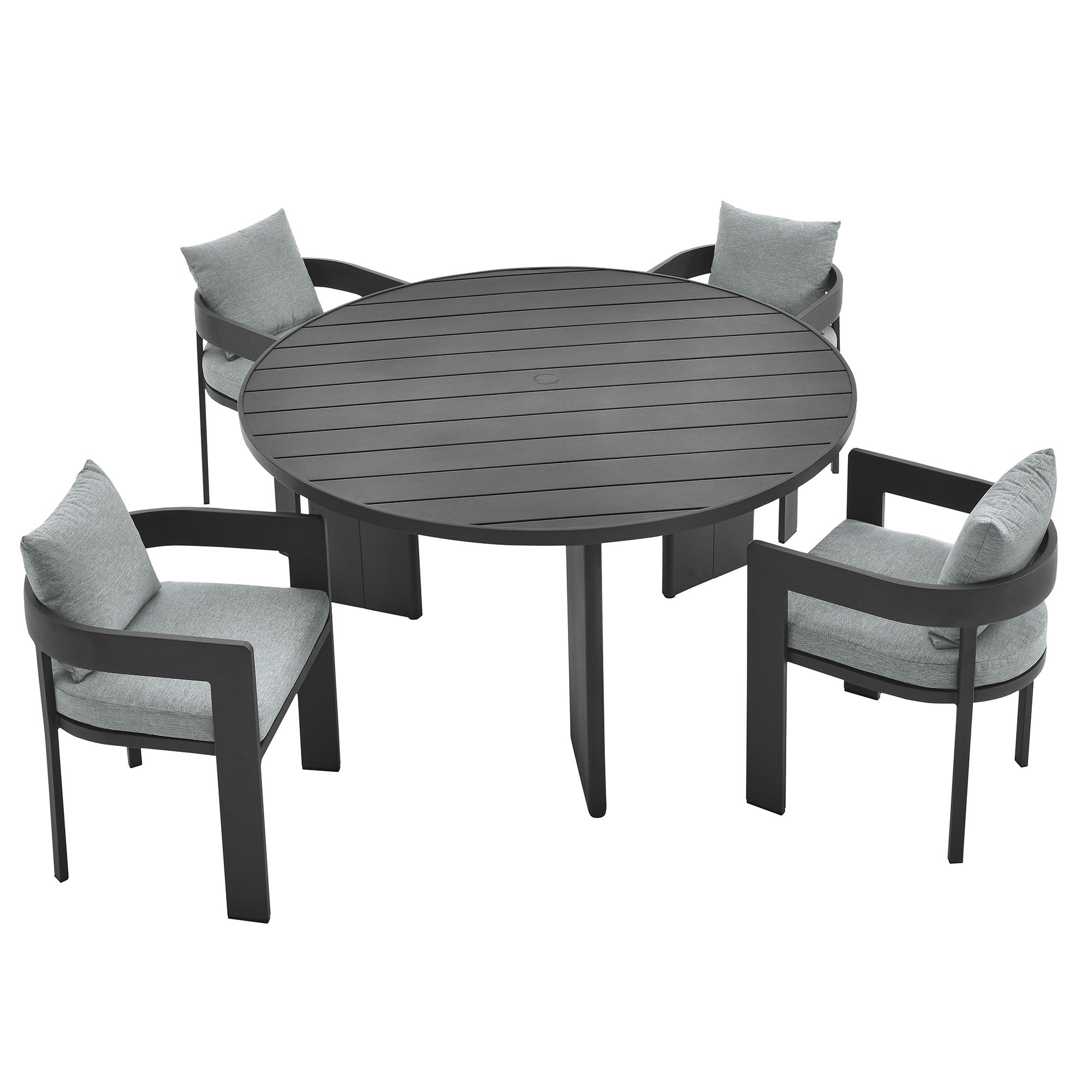 Tahoe 5-Piece Outdoor Patio Aluminum Dining Set, Gray Gray