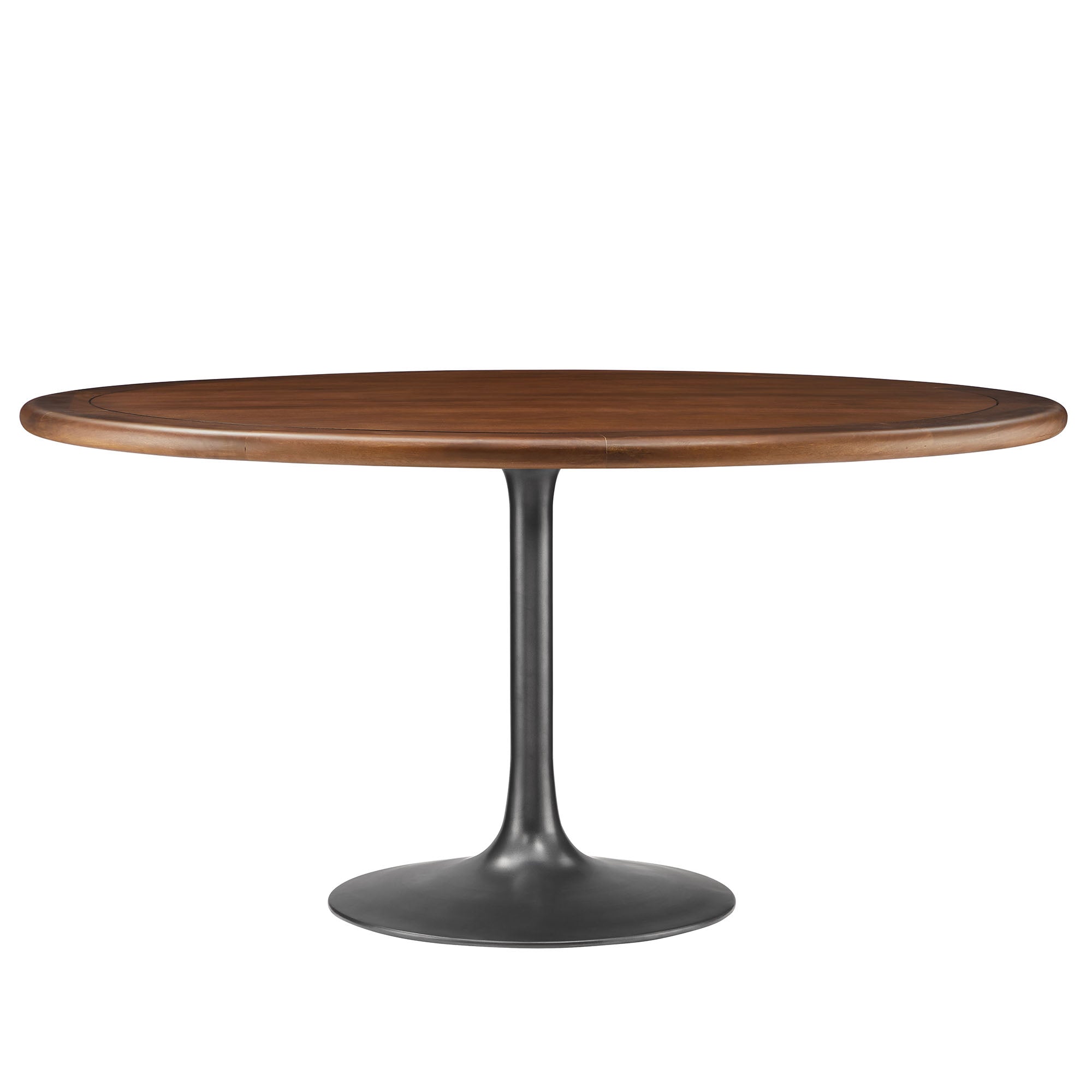 Lippa 60" Round Pedestal Solid Wood Dining Table, Black Walnut