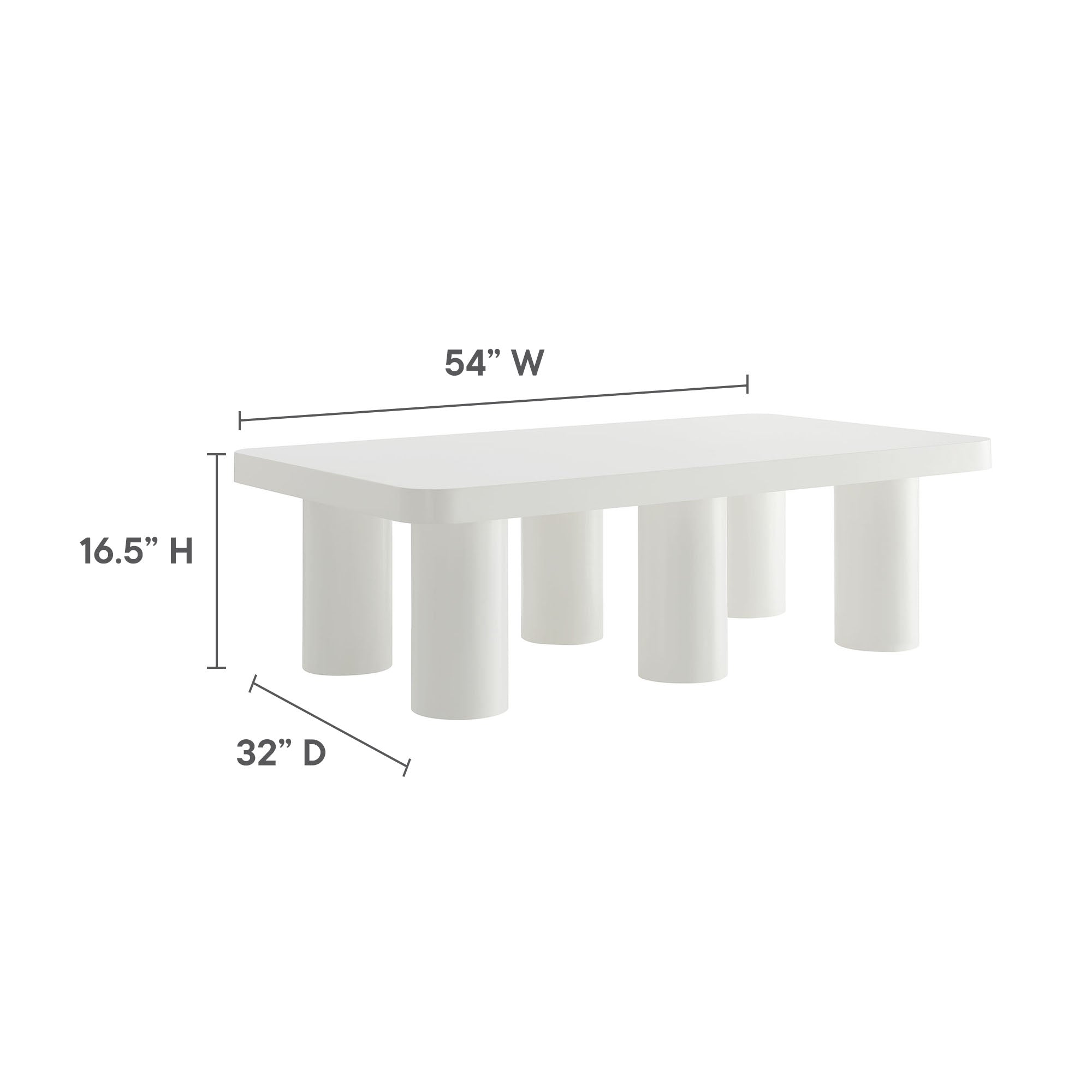 Cleo 54" Rectangular Coffee Table, White