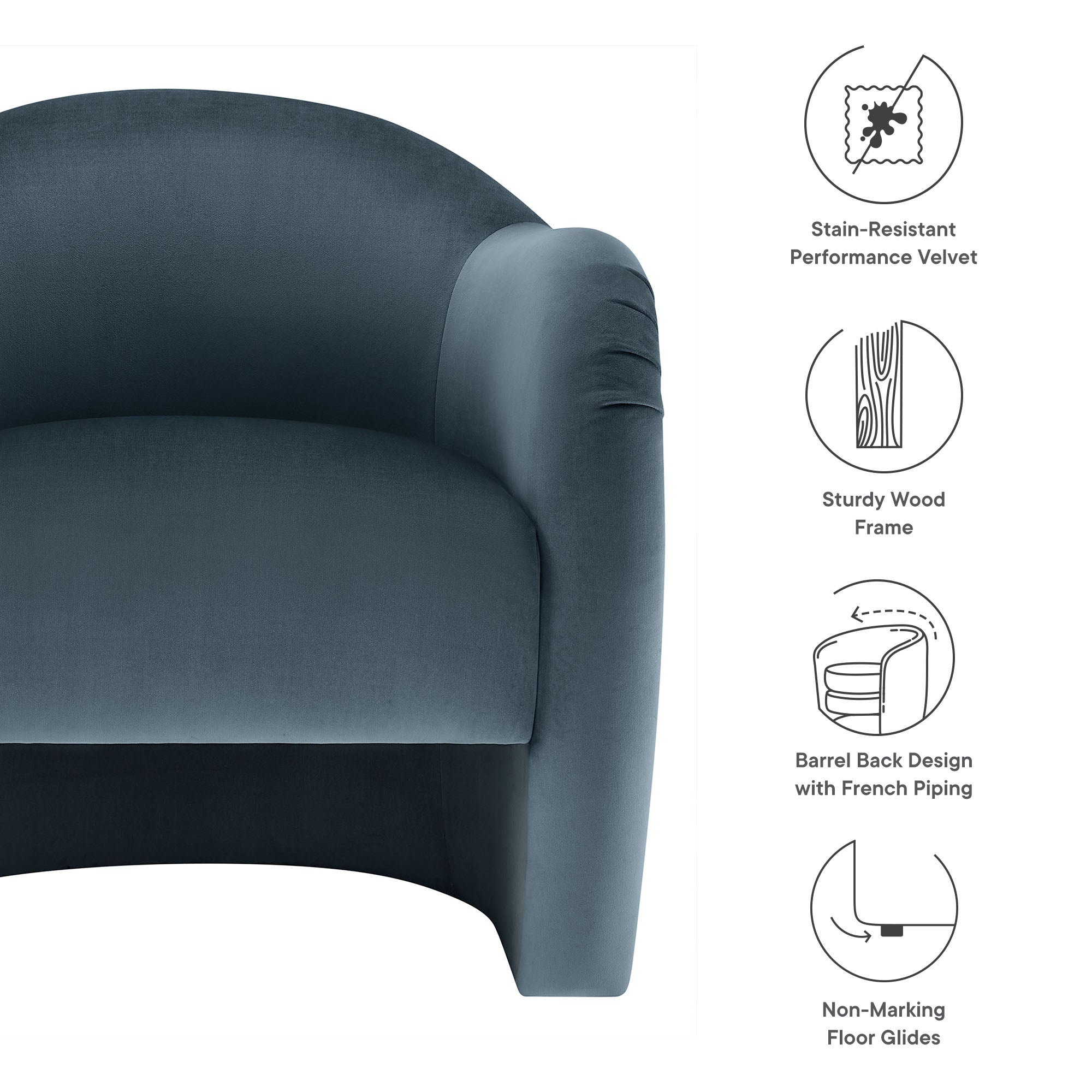 Compose Performance Velvet Accent Chair, Cadet Blue