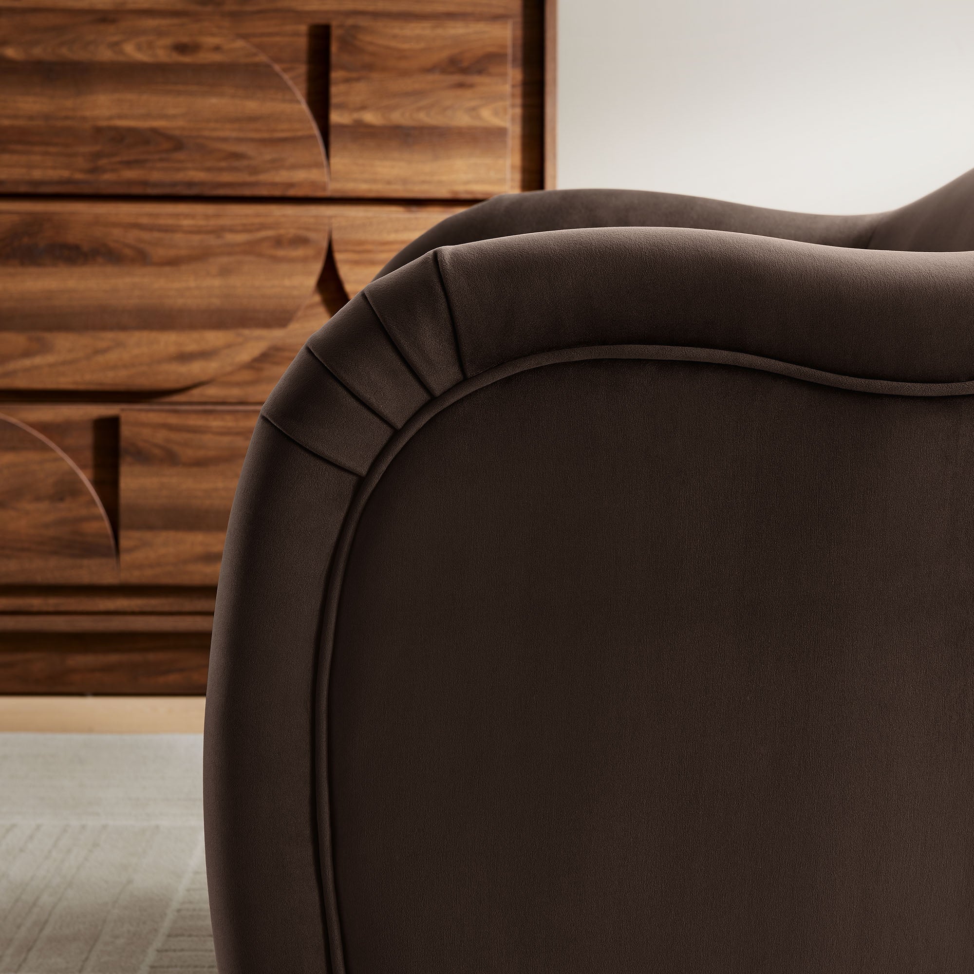 Compose Performance Velvet Accent Chair, Chocolate Brown