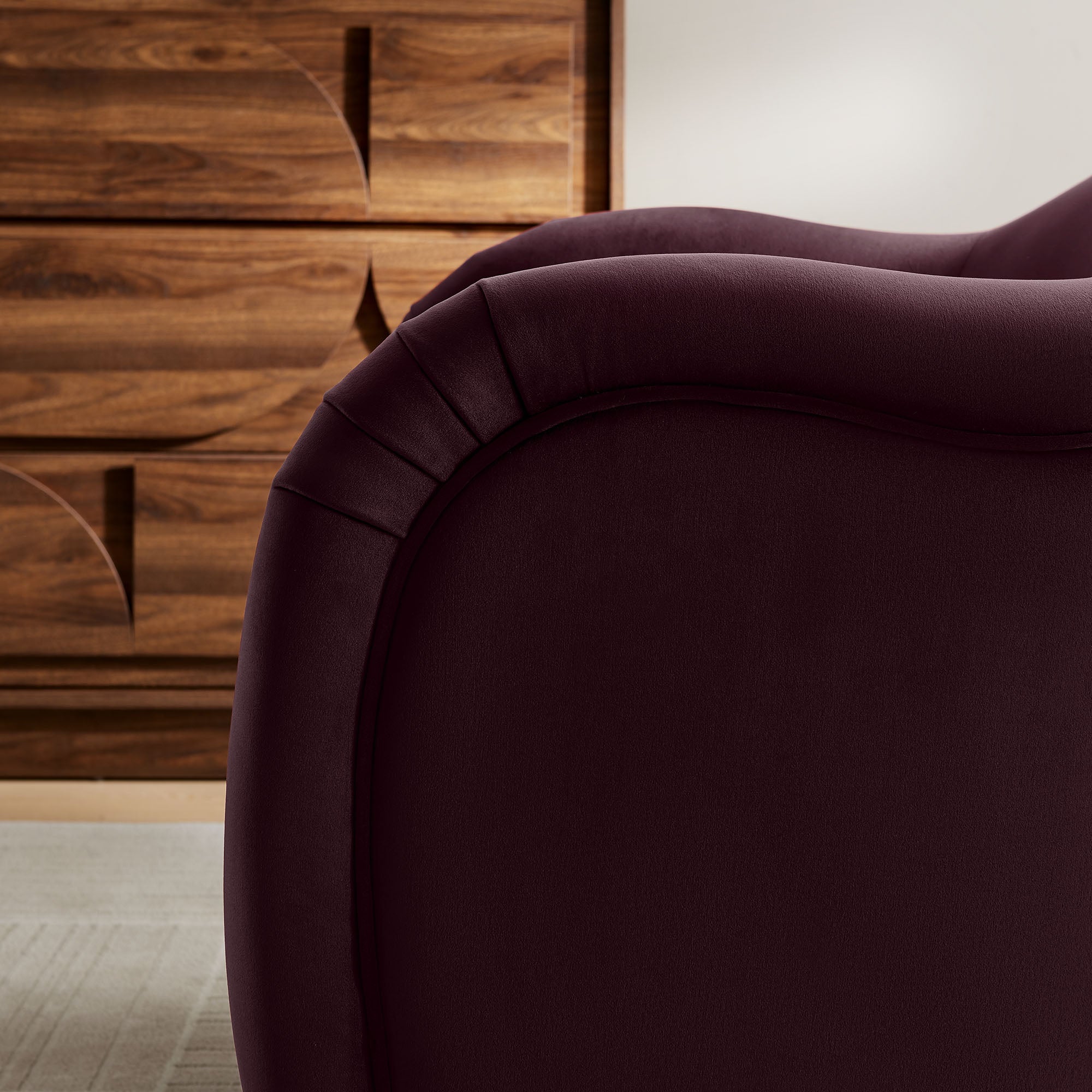Compose Performance Velvet Accent Chair, Mulberry
