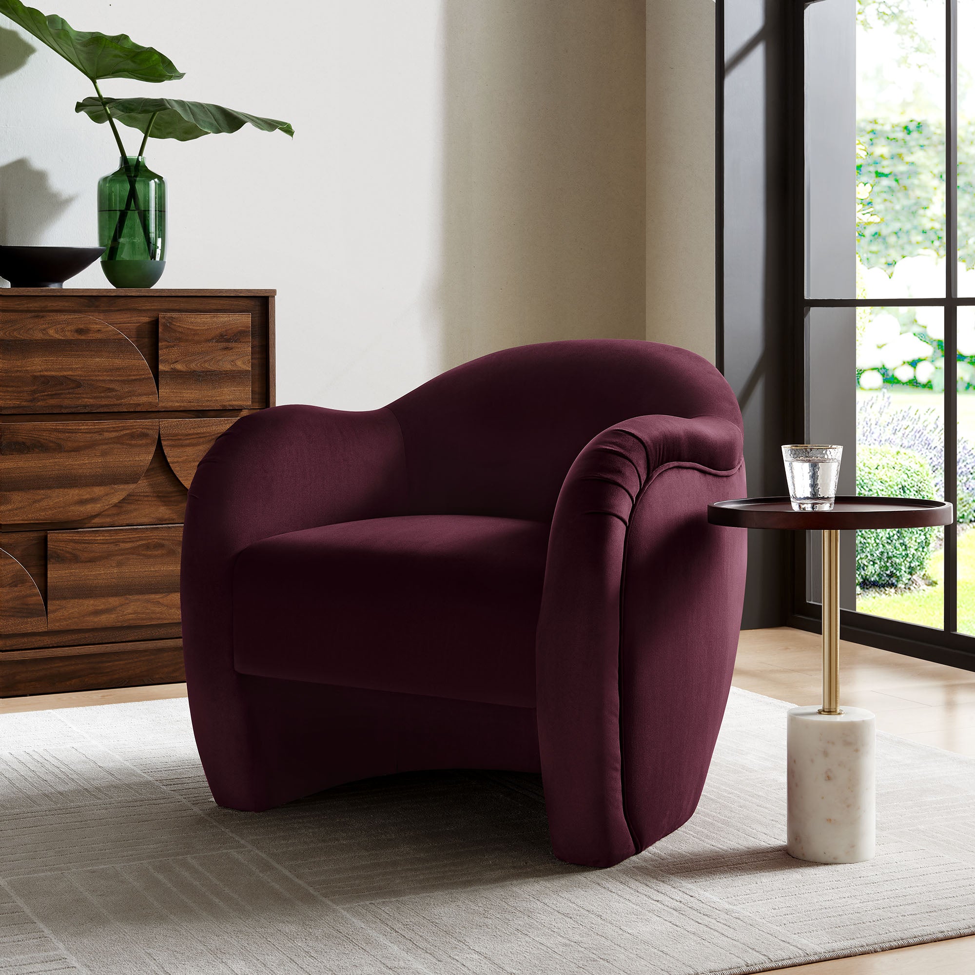 Compose Performance Velvet Accent Chair, Mulberry