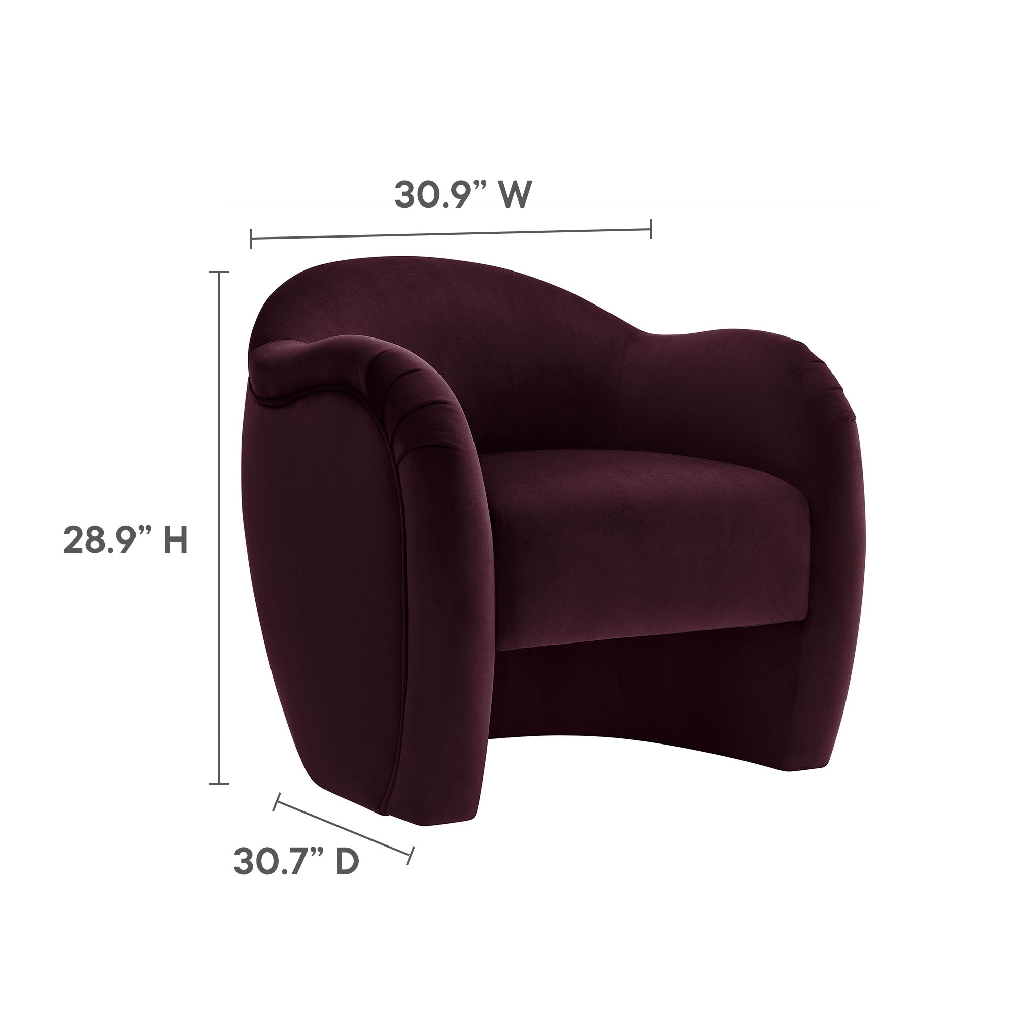 Compose Performance Velvet Accent Chair, Mulberry