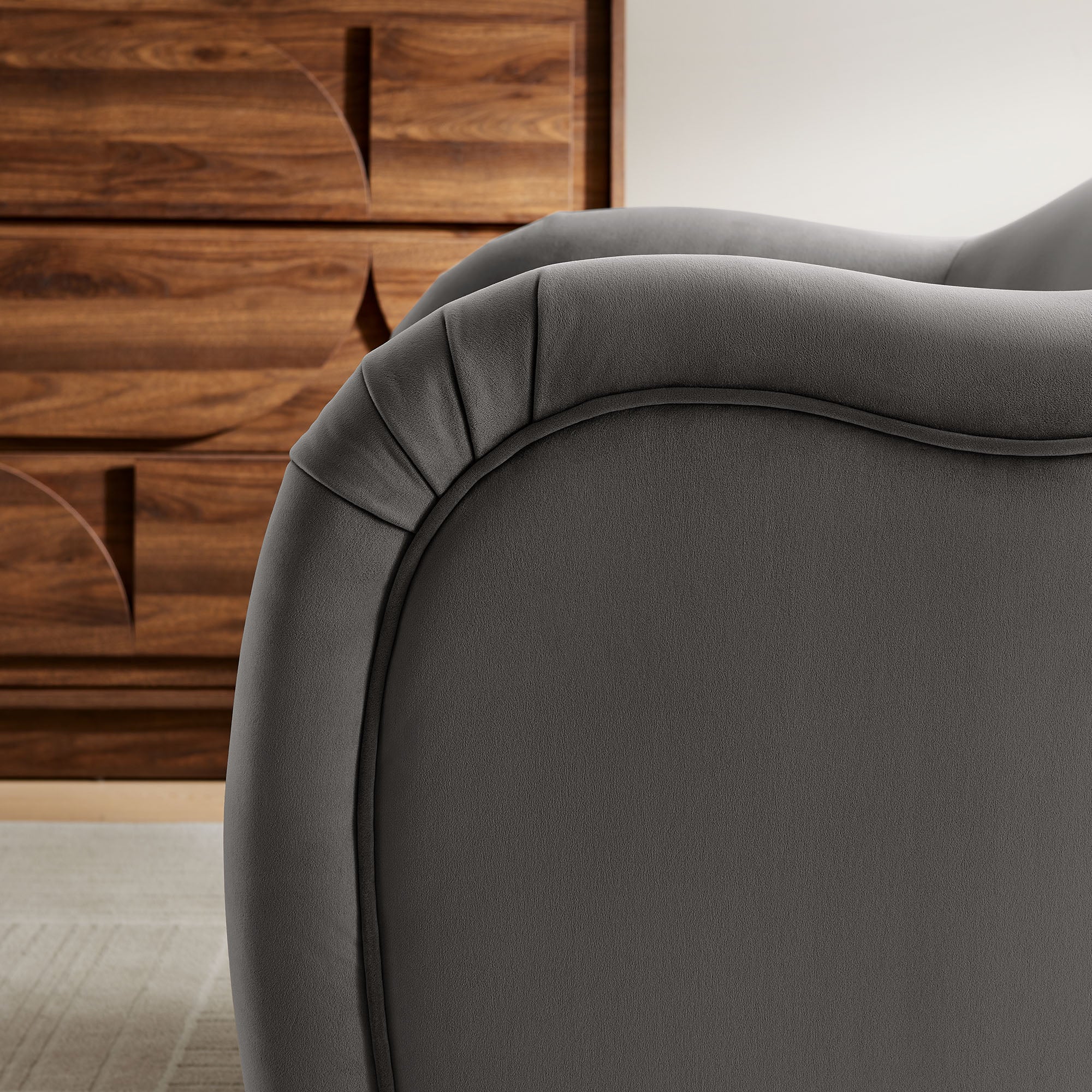 Compose Performance Velvet Accent Chair, Storm Gray