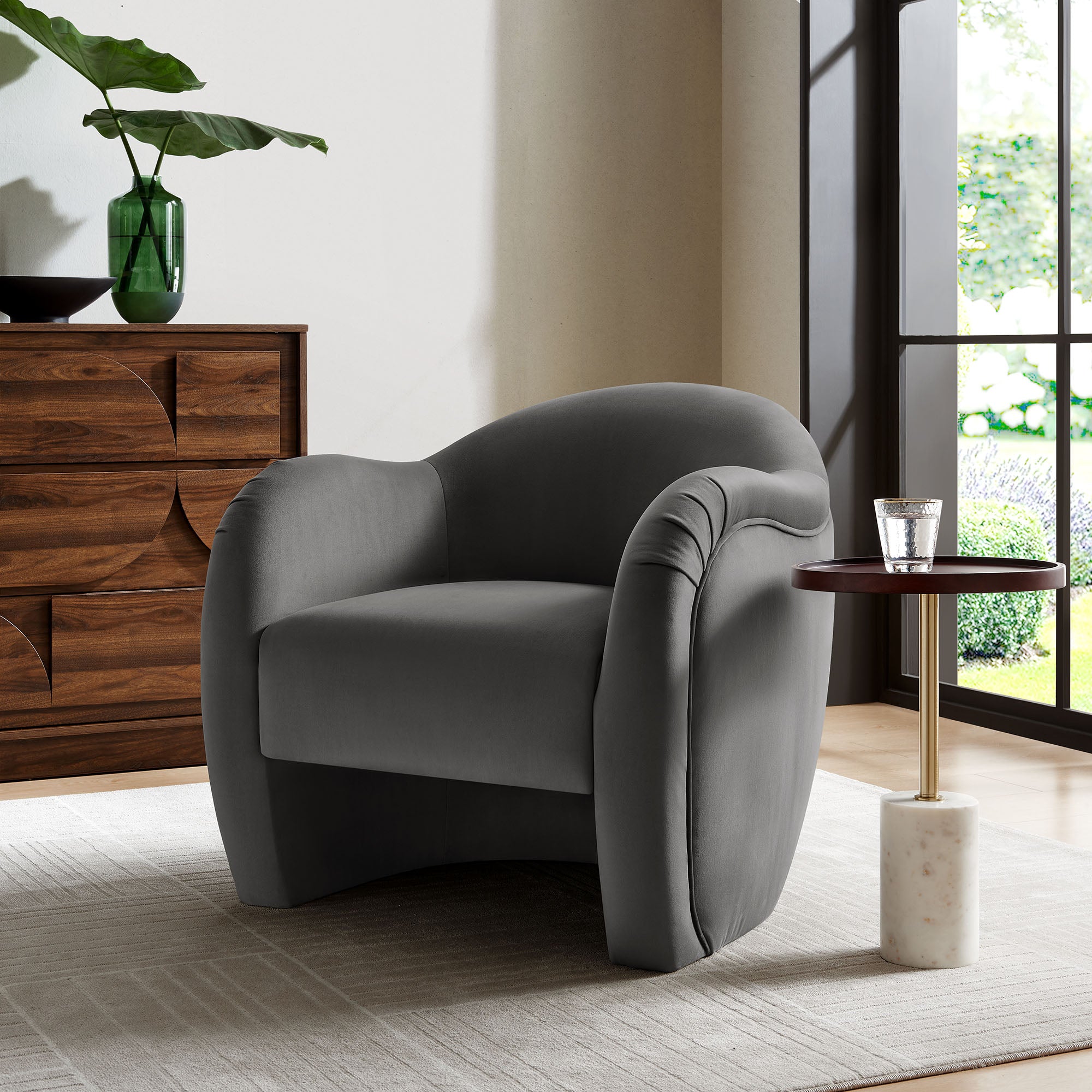 Compose Performance Velvet Accent Chair, Storm Gray