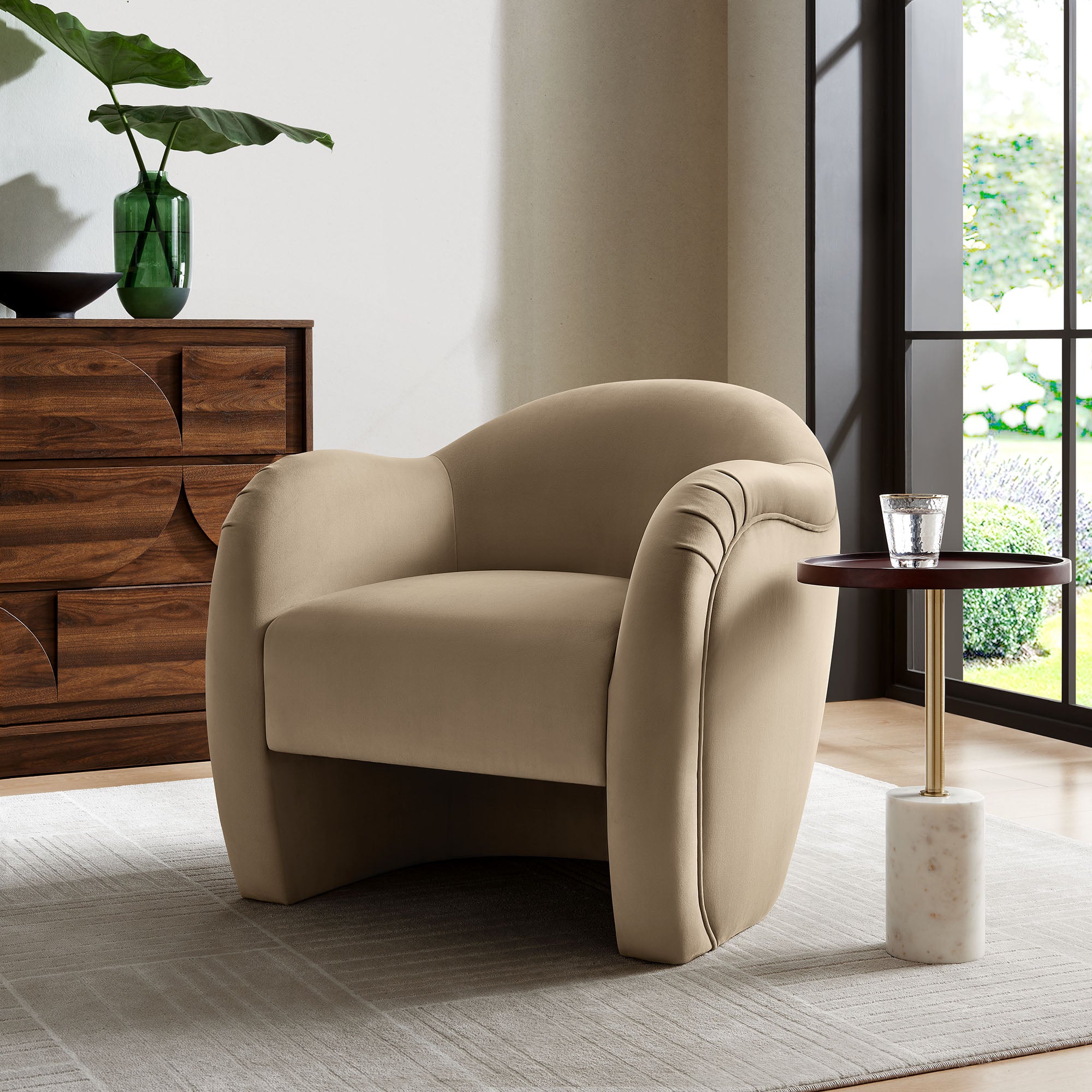 Compose Performance Velvet Accent Chair, Taupe