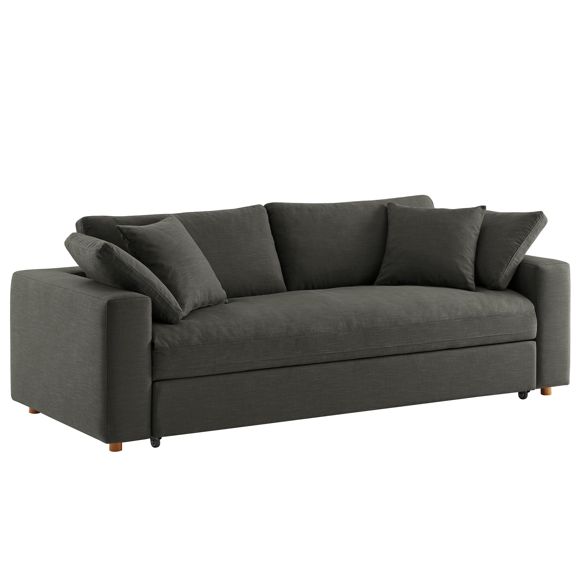 Commix Down Filled Overstuffed Sleeper Sofa, Gray